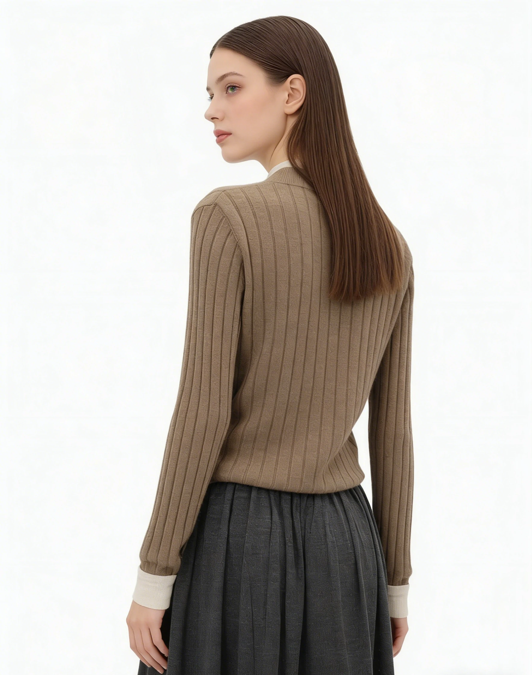100% Cashmere Ribbed Henley Sweater 3 100% Cashmere Ribbed Henley Sweater - Image 3