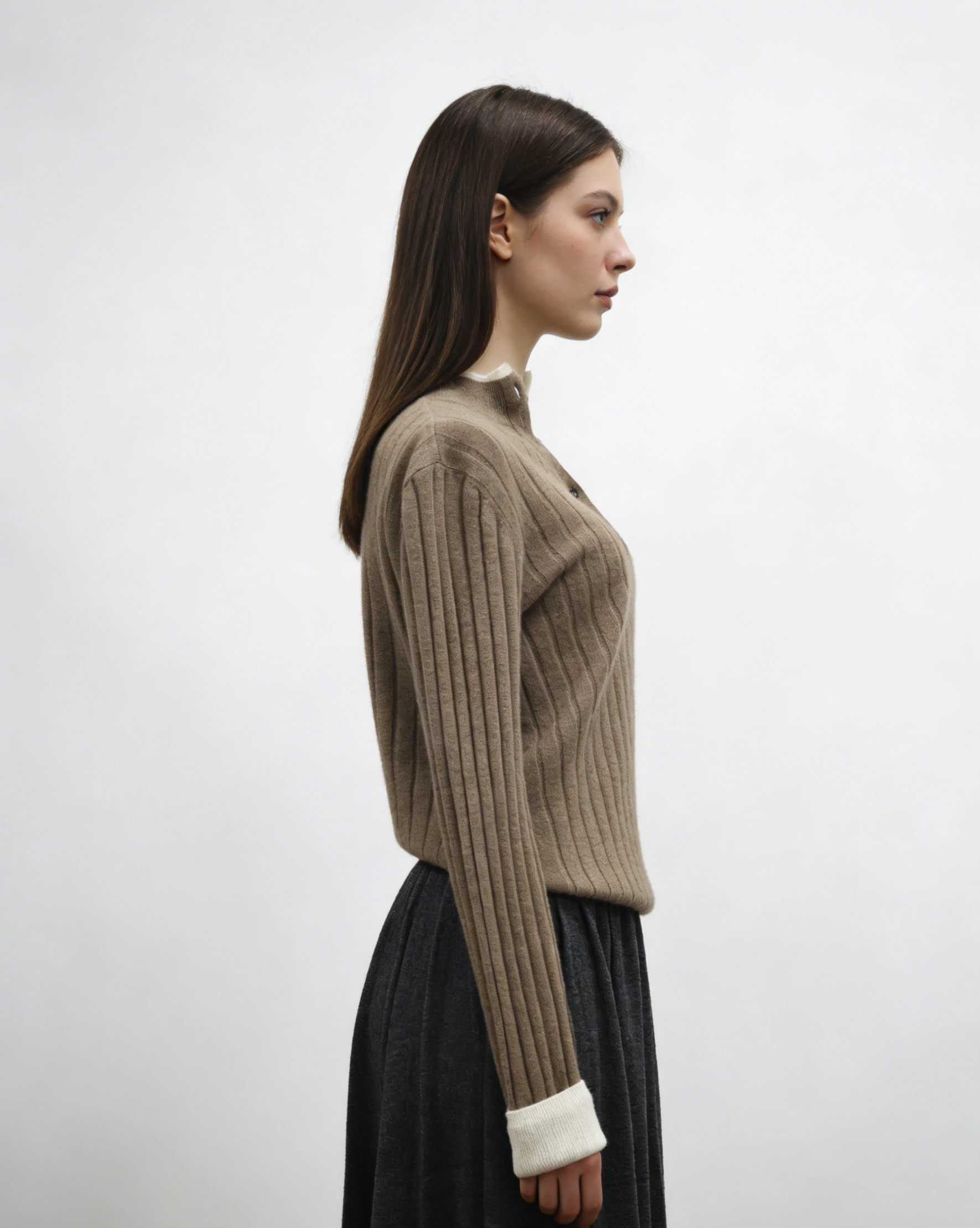 100% Cashmere Ribbed Henley Sweater 2 100% Cashmere Ribbed Henley Sweater - Image 2