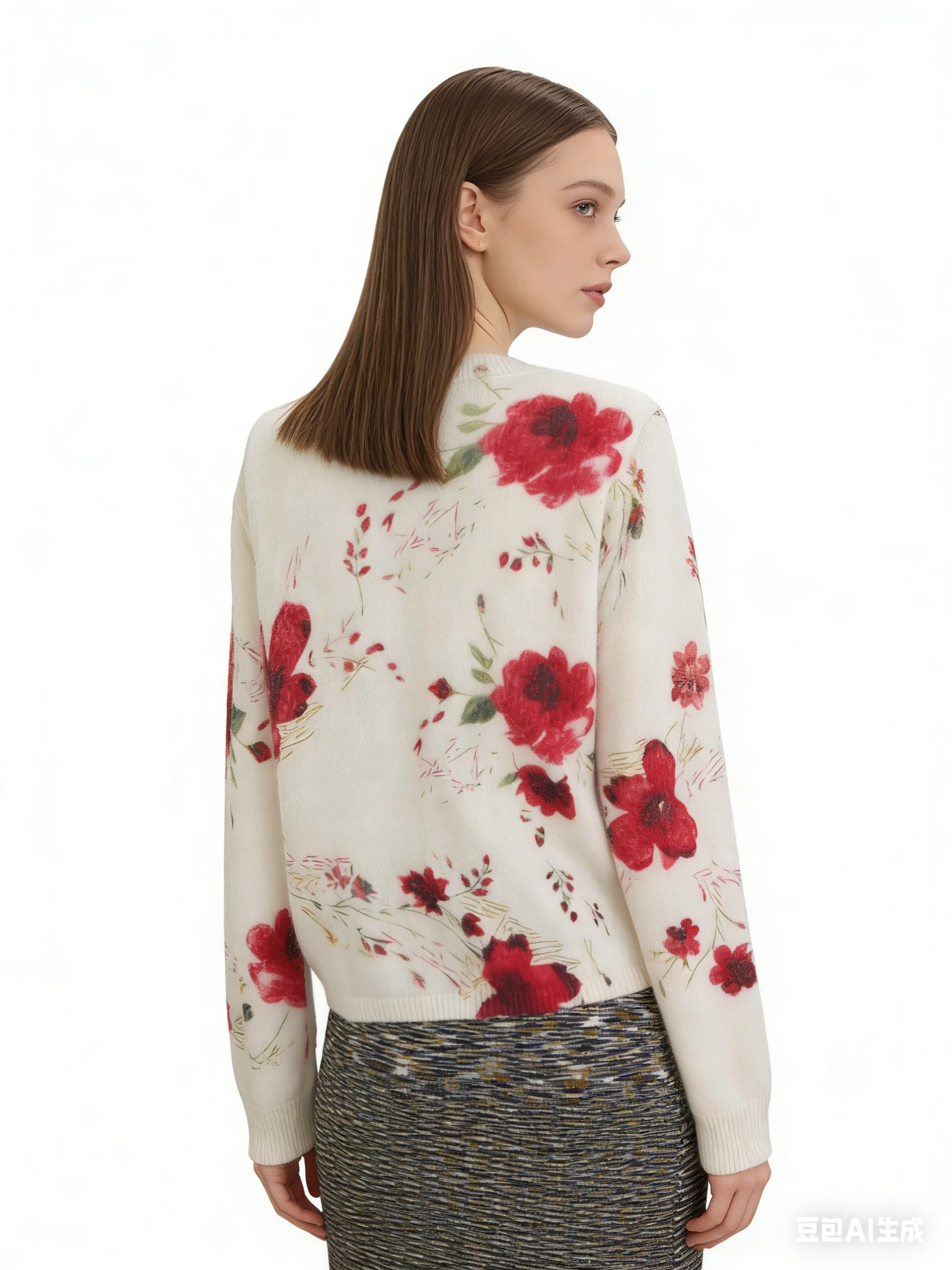 50%Angora Nylon Floral Print Cardigan 2 50%Angora Nylon Floral Print Cardigan - Image 2
