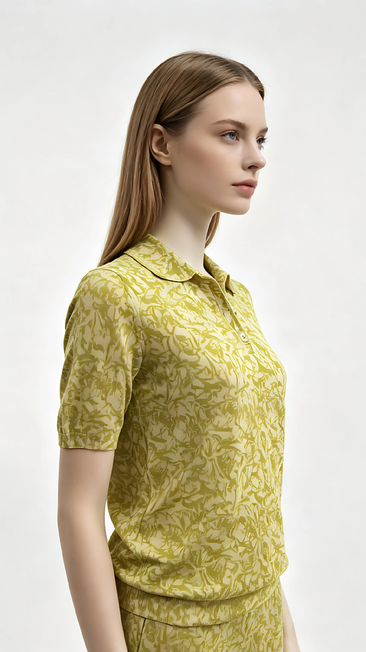 Abstract Print Polo Neck Half Placket Short Sleeve Shirt 2 Abstract Print Polo Neck Half Placket Short Sleeve Shirt - Image 2