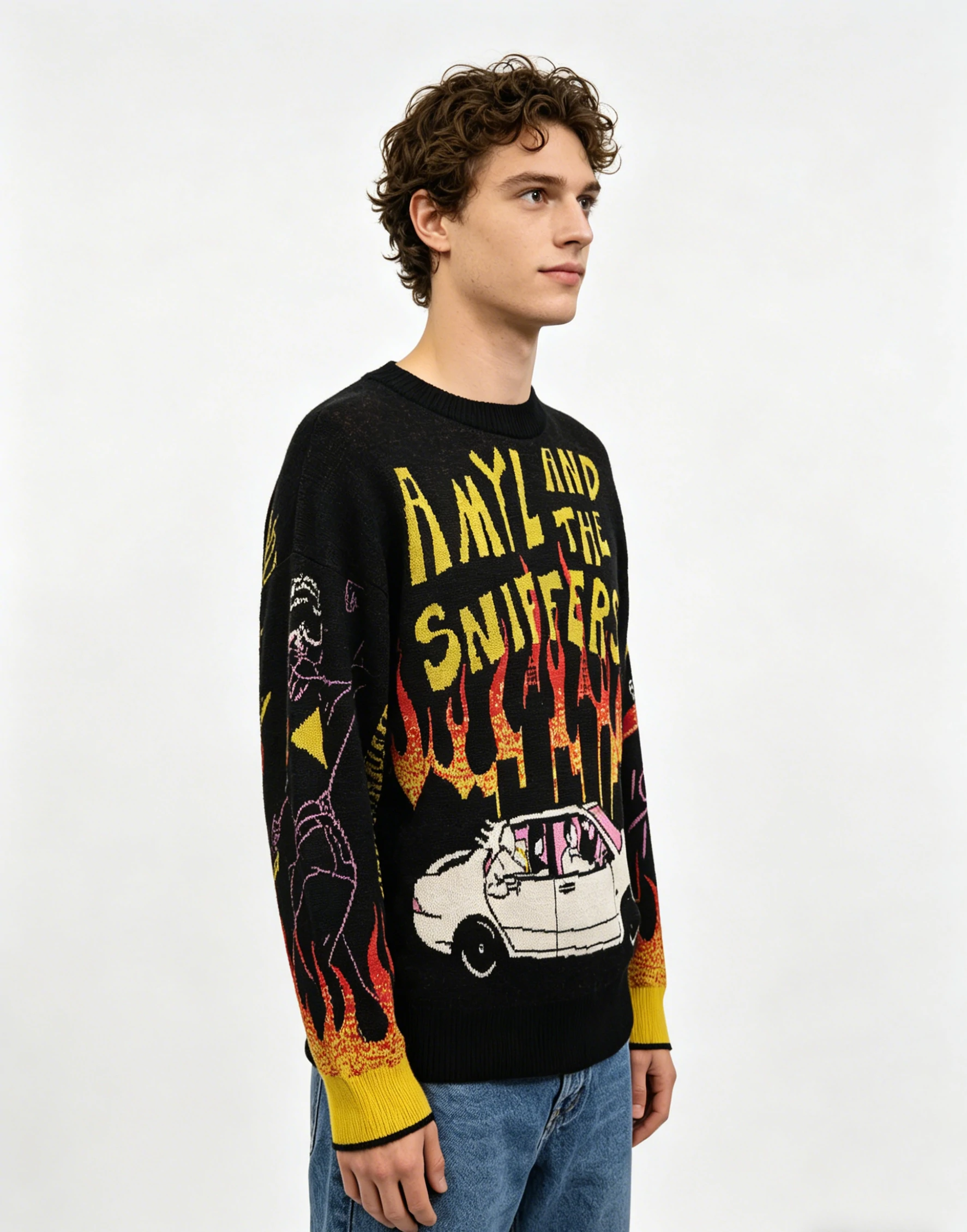 Amyl and the Sniffers Band Graphic Knit Sweater 2 Amyl and the Sniffers Band Graphic Knit Sweater - Image 2
