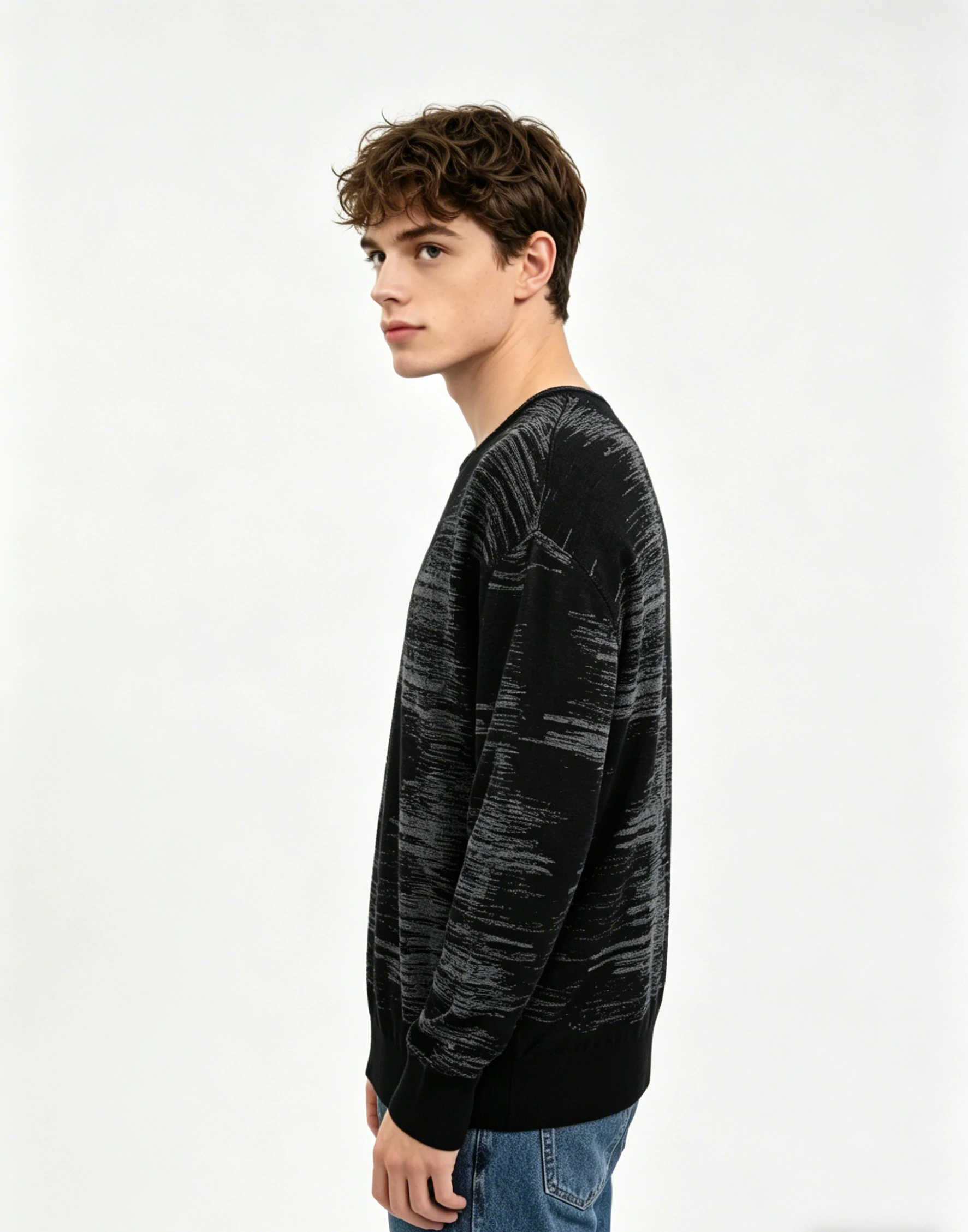 Black-Grey Marled Gradient Knit Sweater 3 Black-Grey Marled Gradient Knit Sweater - Image 3
