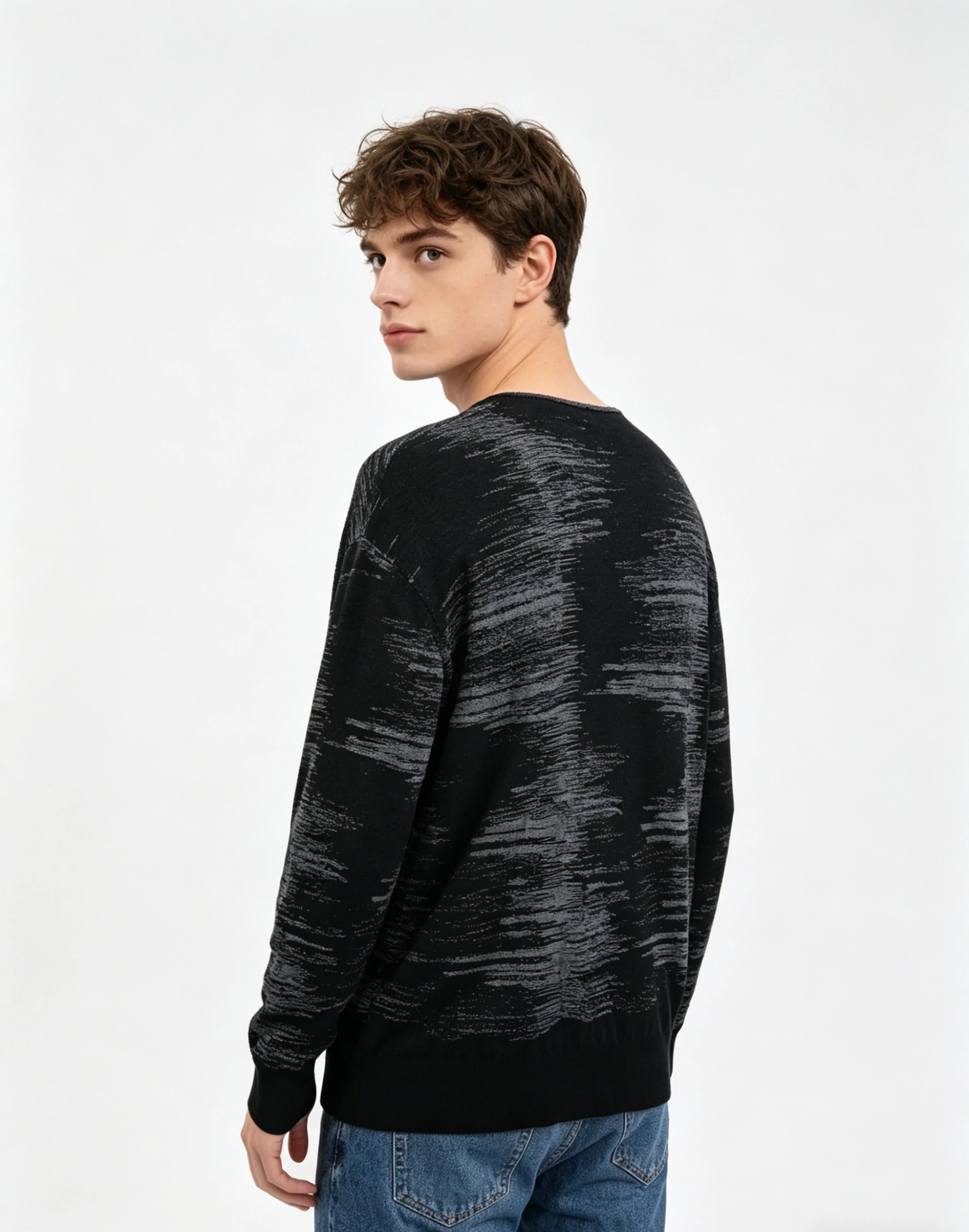 Black-Grey Marled Gradient Knit Sweater 2 Black-Grey Marled Gradient Knit Sweater - Image 2