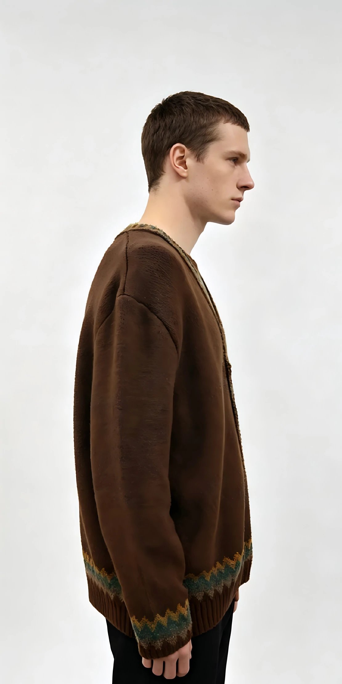 Brown Geo-Trim Knit Cardigan 2 Brown Geo-Trim Knit Cardigan - Image 2