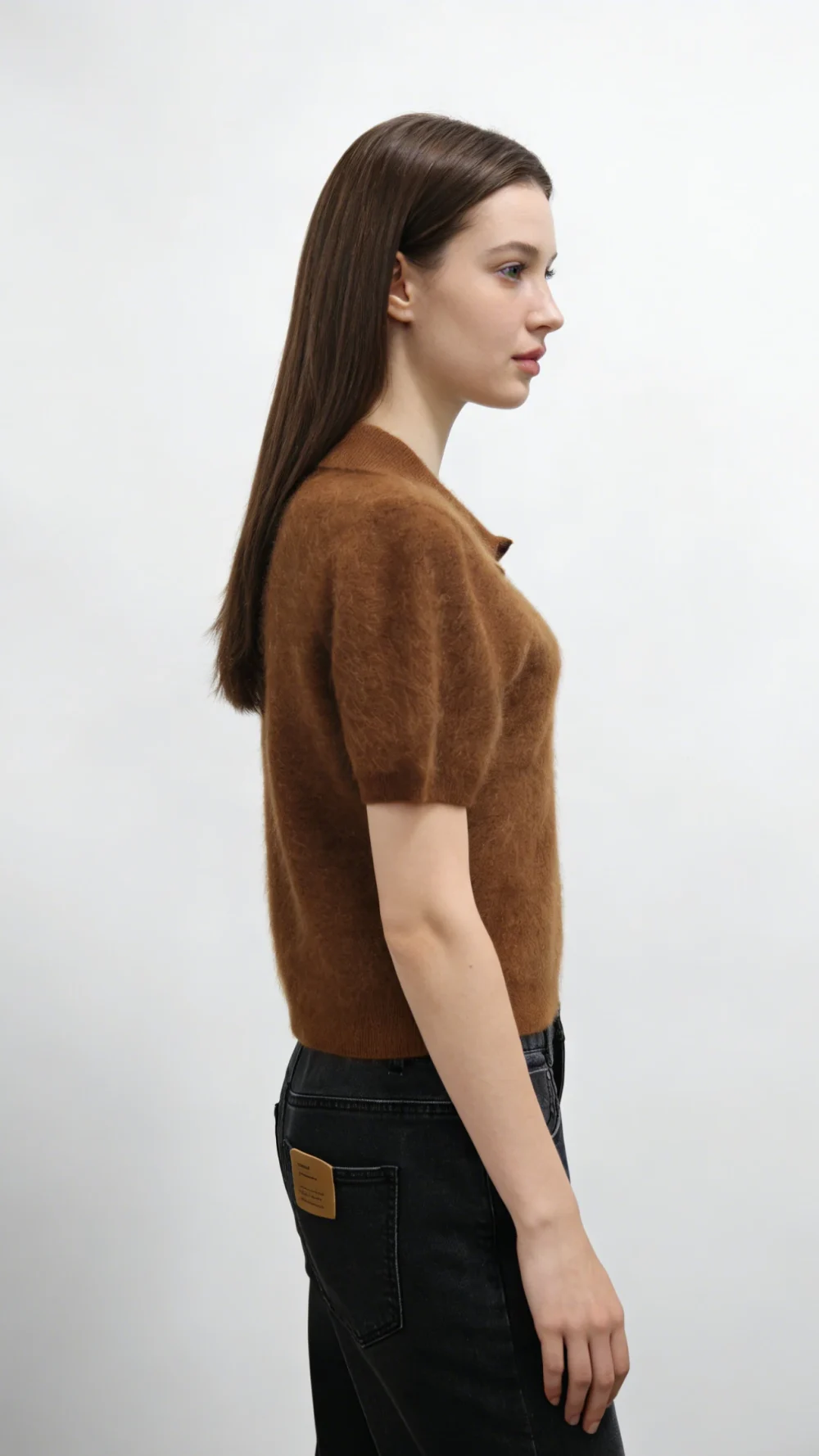 Cashmere-Wool Blend Brushed Polo Top (2)