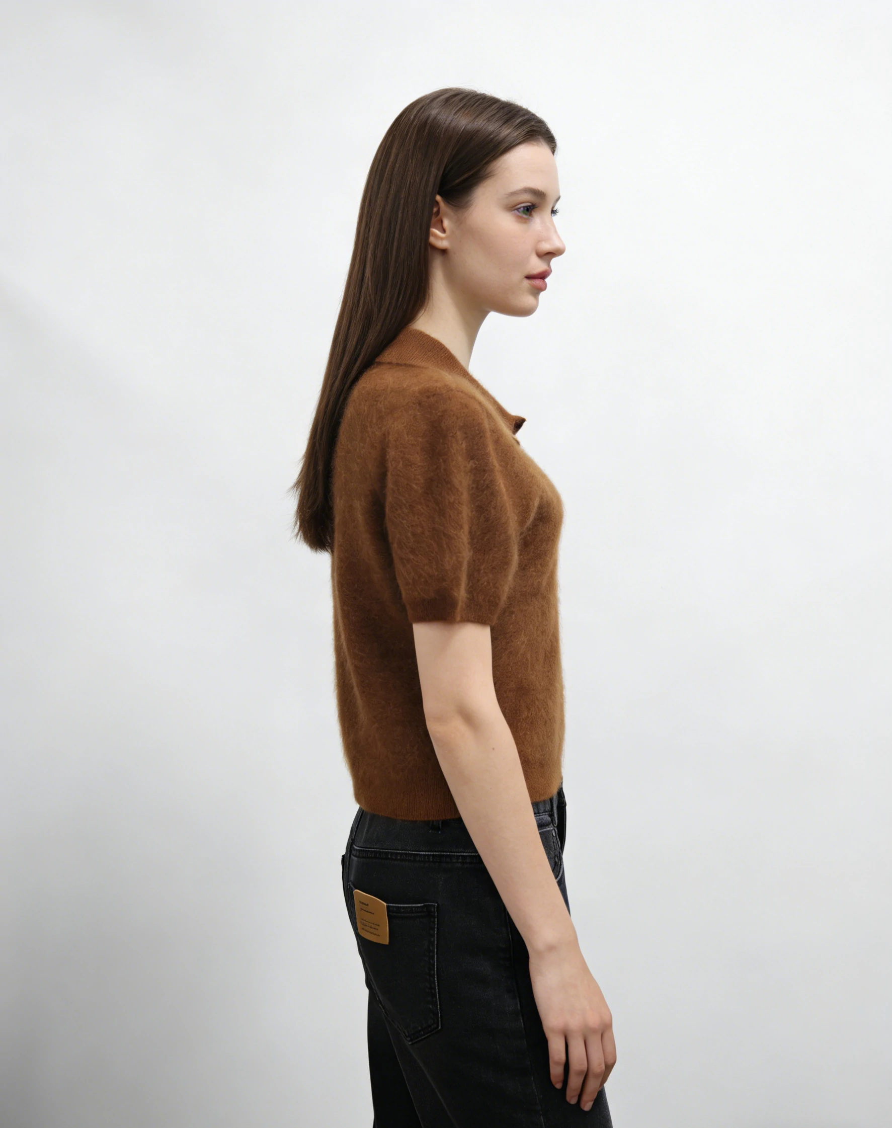 Cashmere-Wool Blend Brushed Polo Top 2 Cashmere-Wool Blend Brushed Polo Top - Image 2