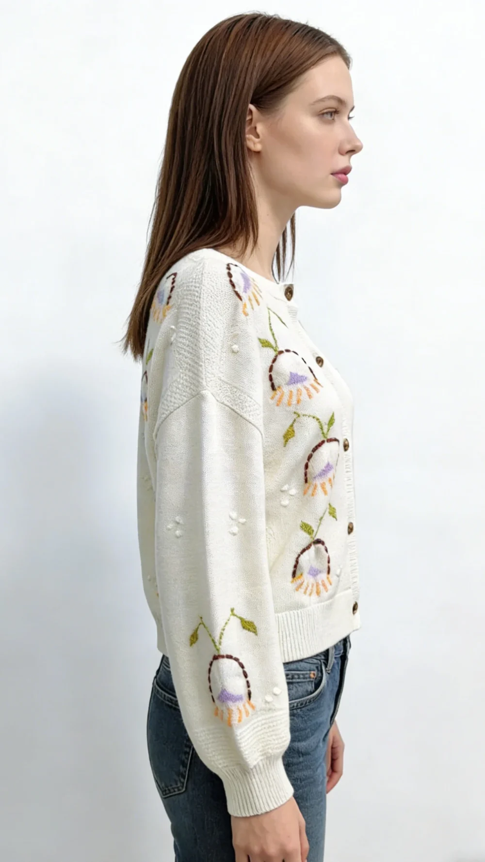 Delicate Floral Embroidered Cashmere Blend Cardigan (2)