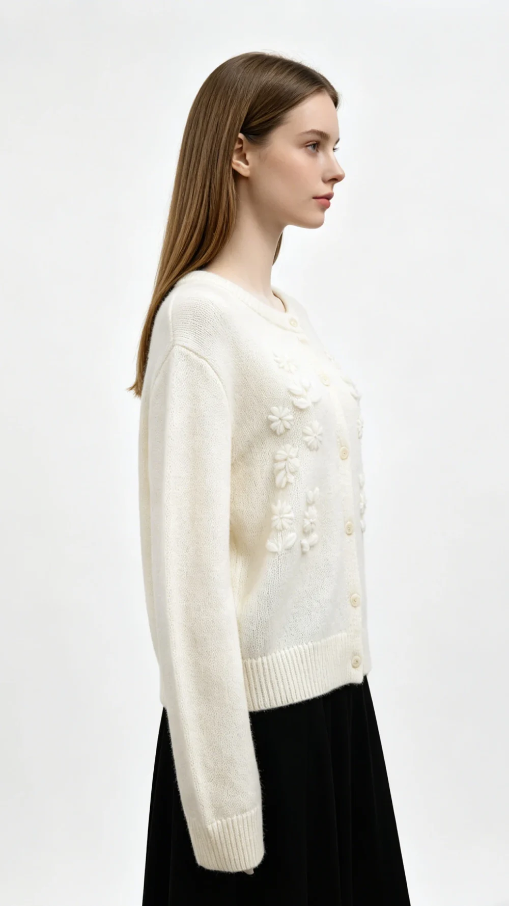 Embossed Floral Wool-Alpaca Knit Cardigan (2)