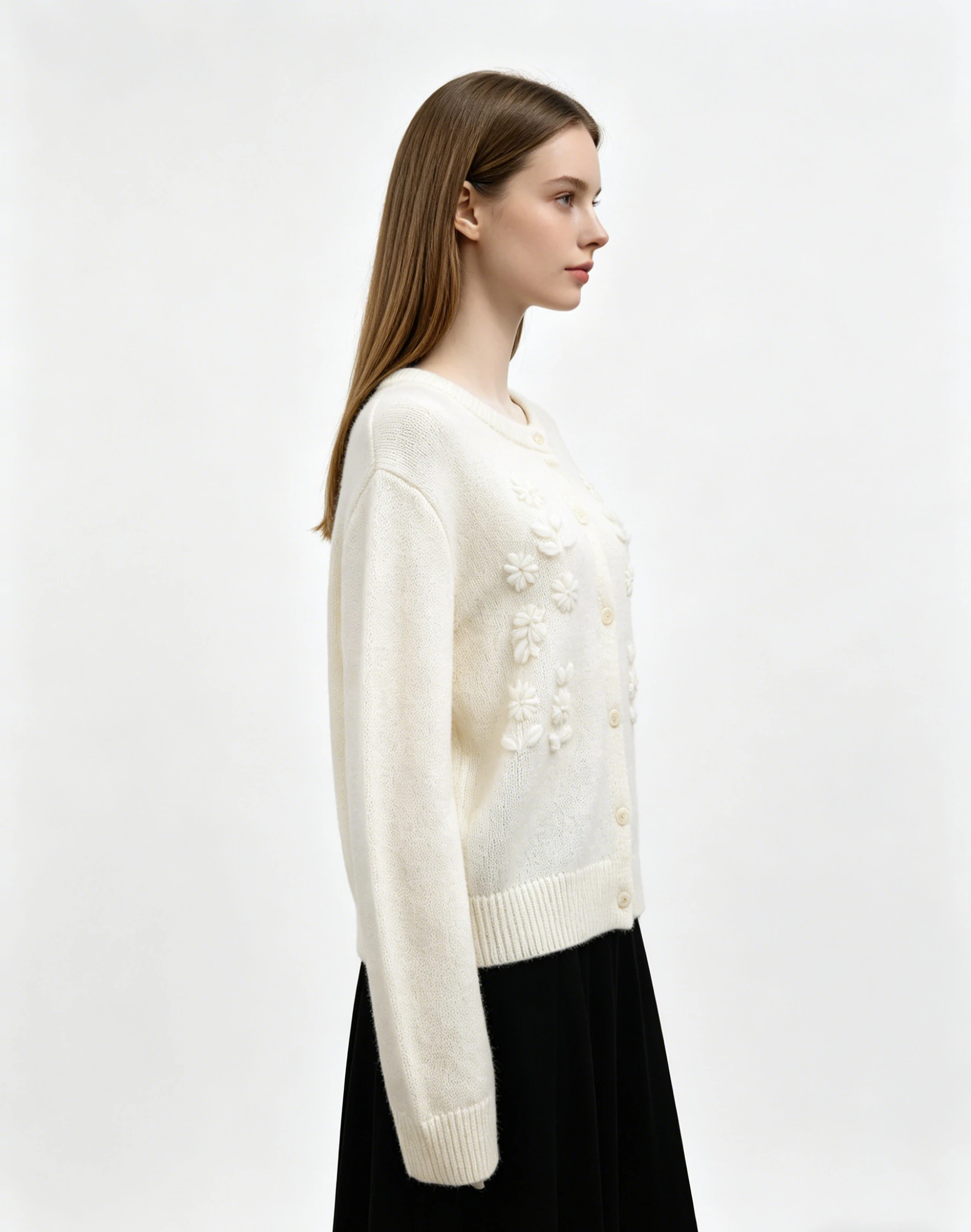 Embossed Floral Wool-Alpaca Knit Cardigan 2 Embossed Floral Wool-Alpaca Knit Cardigan - Image 2