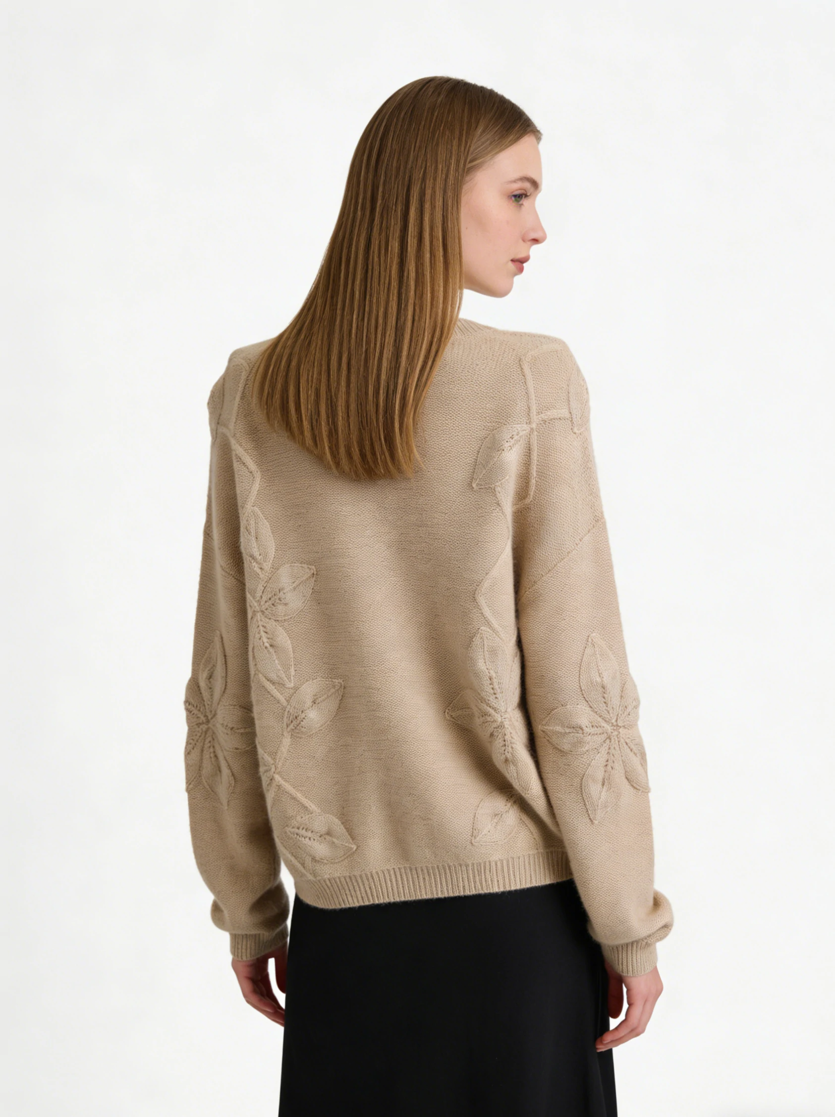 Embossed Leaf 100% Cashmere Sweater 3 Embossed Leaf 100% Cashmere Sweater - Image 3