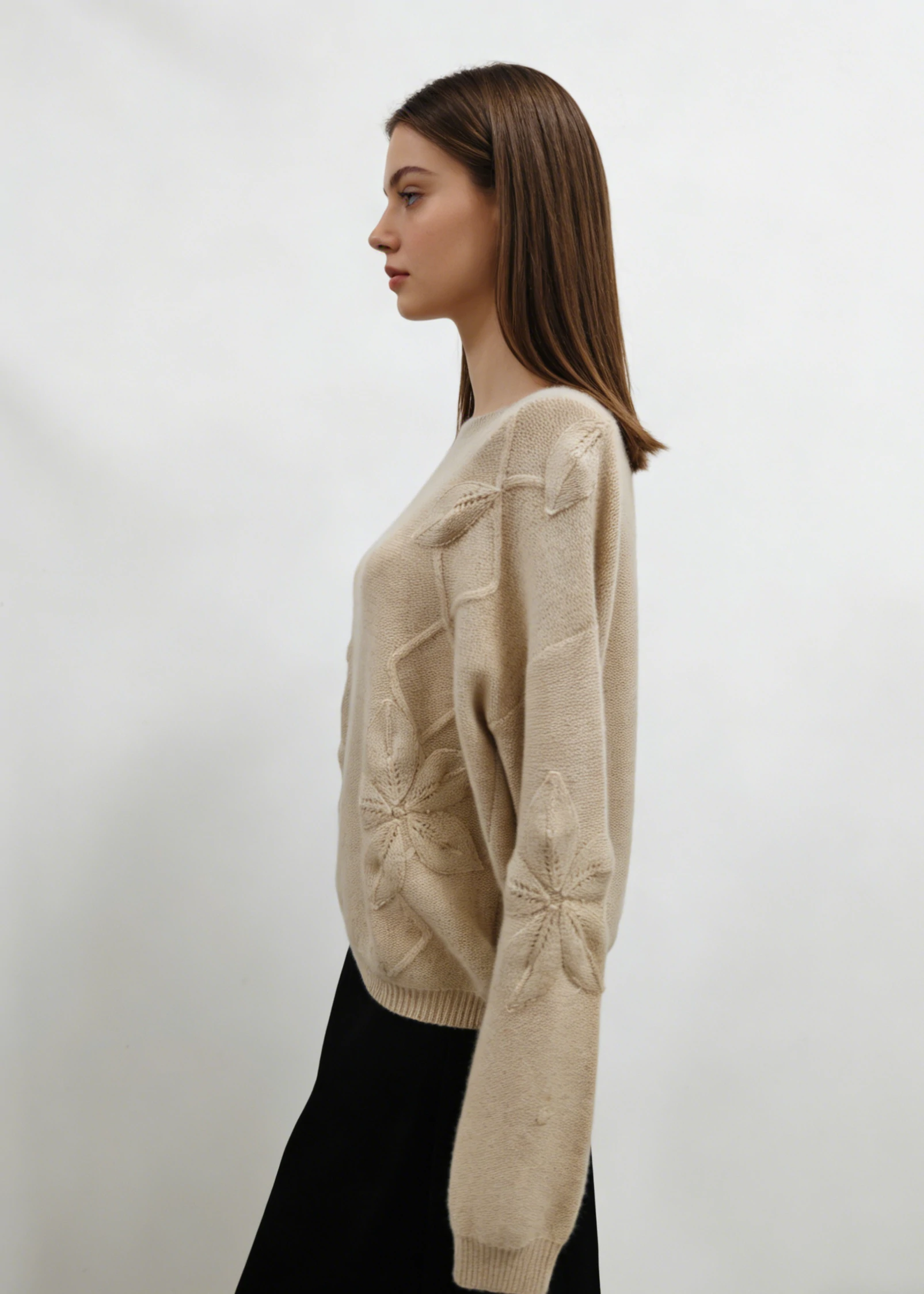 Embossed Leaf 100% Cashmere Sweater 2 Embossed Leaf 100% Cashmere Sweater - Image 2