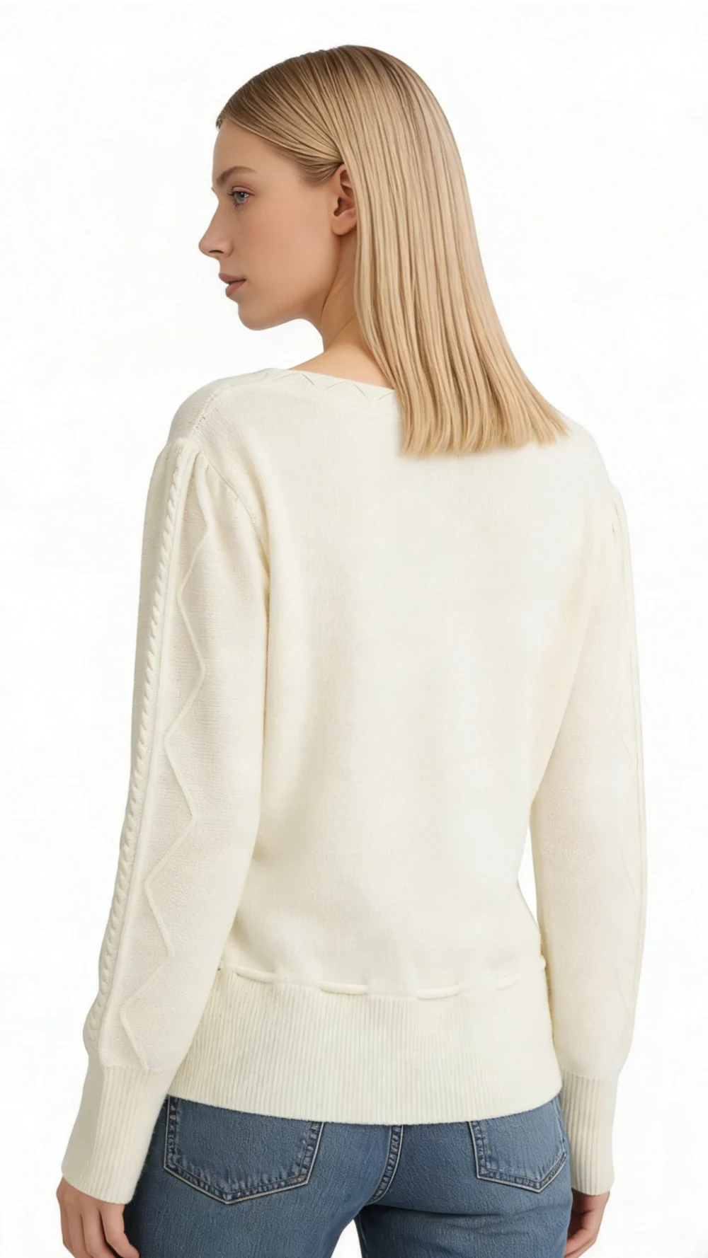 Embroidered Drawstring V-Neck Cardigan (3)