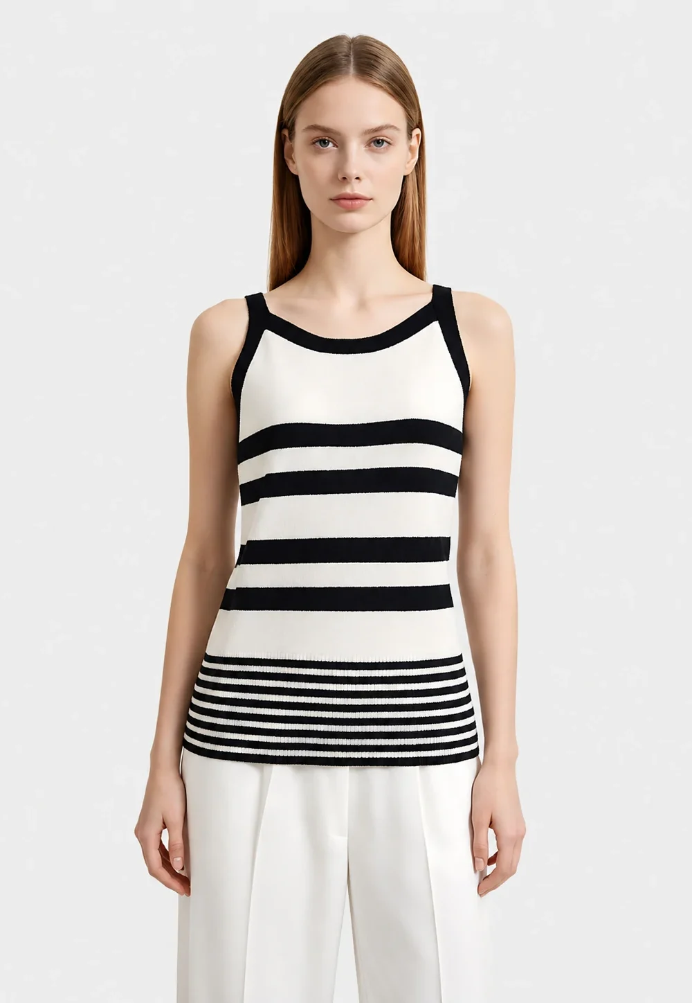 Colorblock Stripe Crew Neck Knit Vest