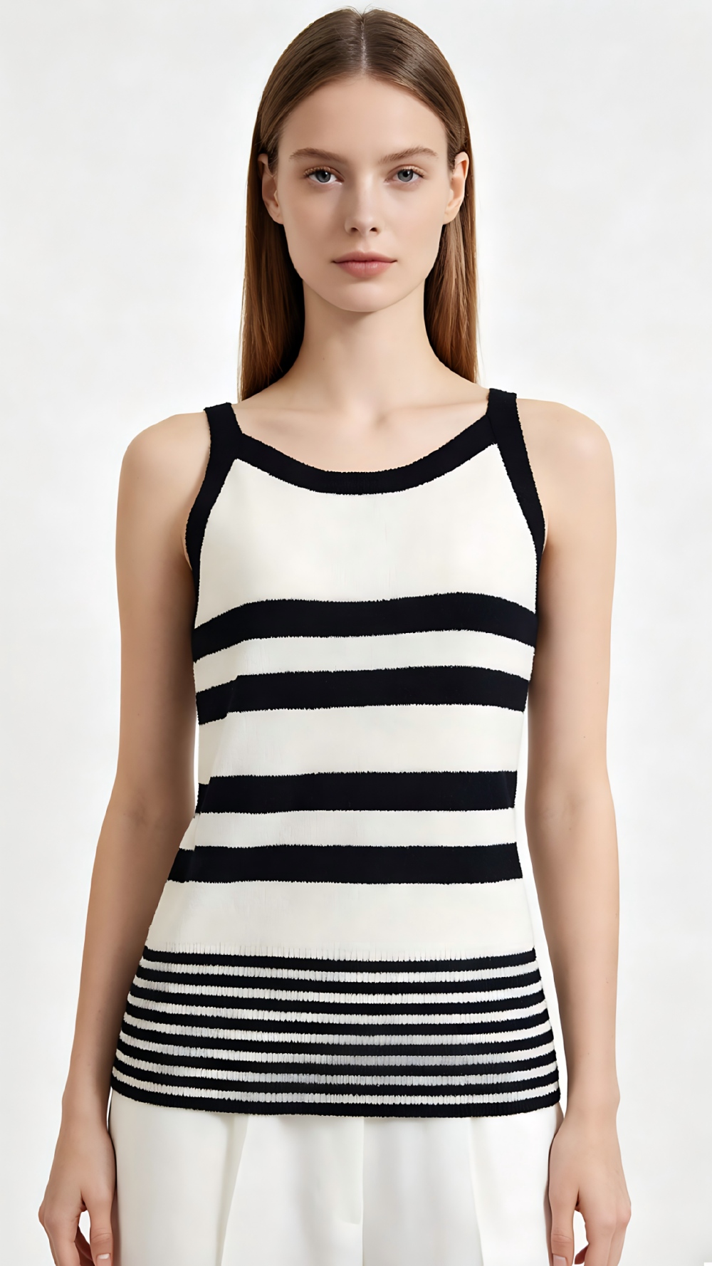 Colorblock Stripe Crew Neck Knit Vest