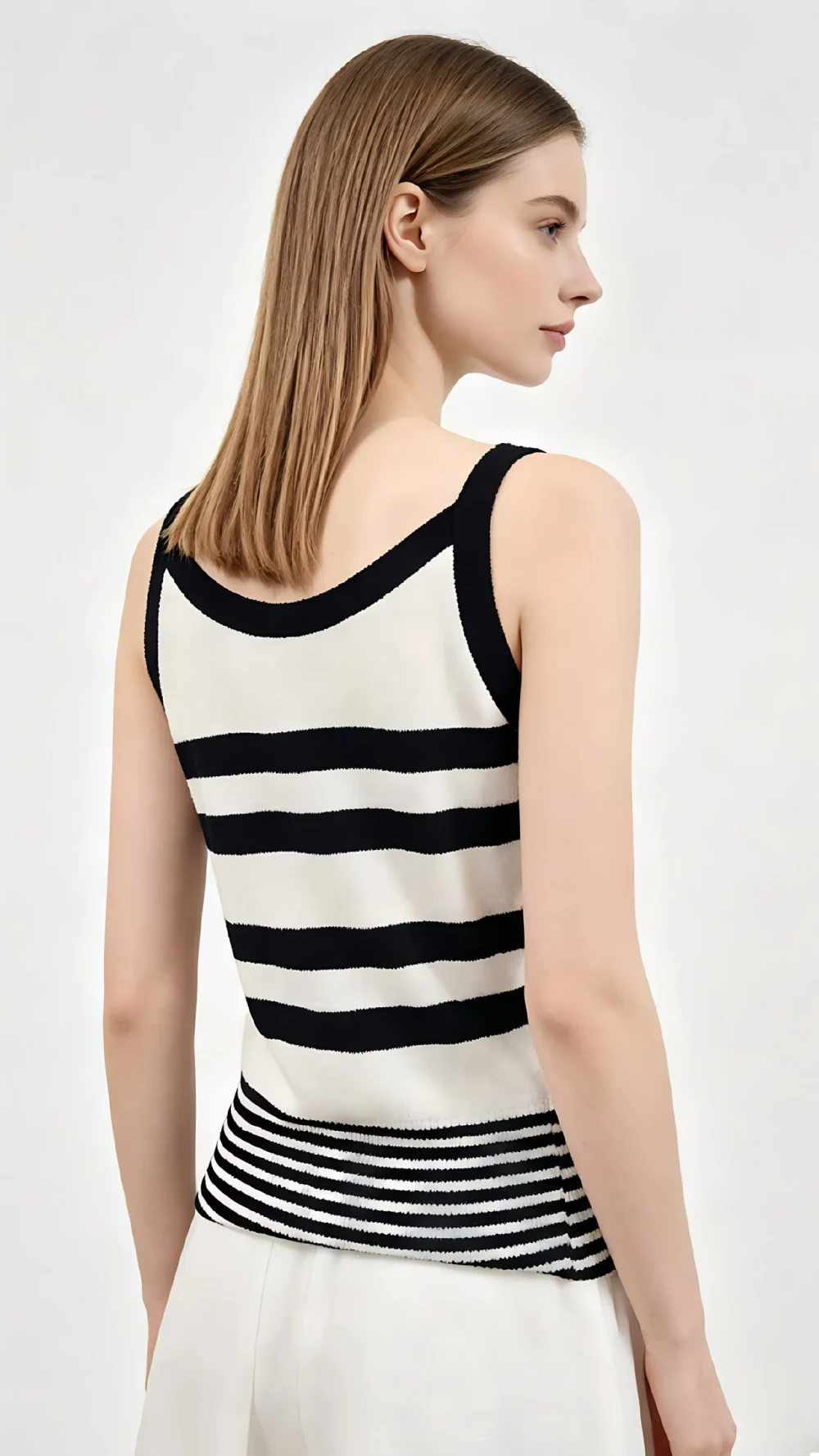 Colorblock Stripe Crew Neck Knit Vest