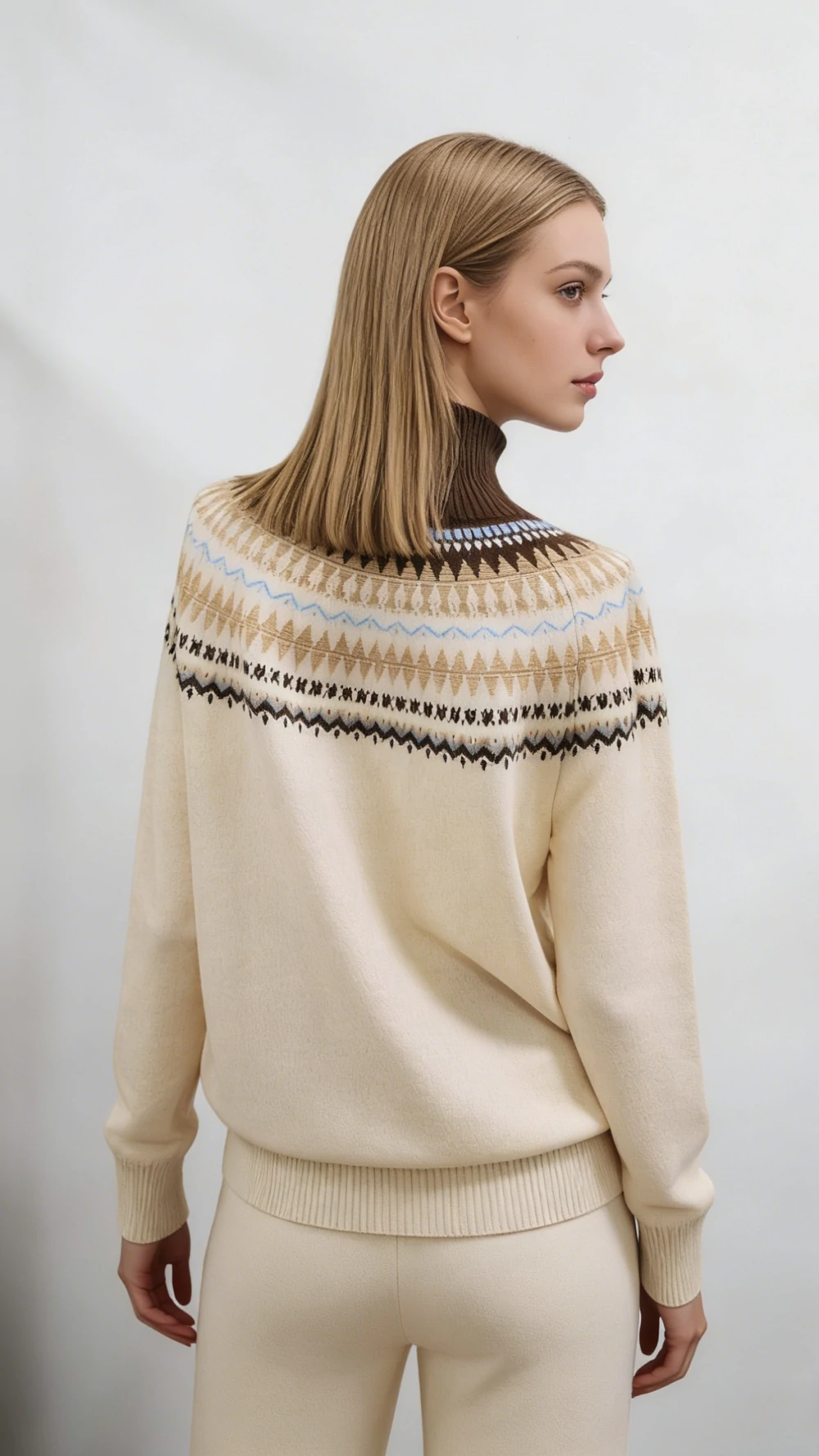 Fair Isle Half-Button 100%Cashmere Sweater 3 Fair Isle Half-Button 100%Cashmere Sweater - Image 3