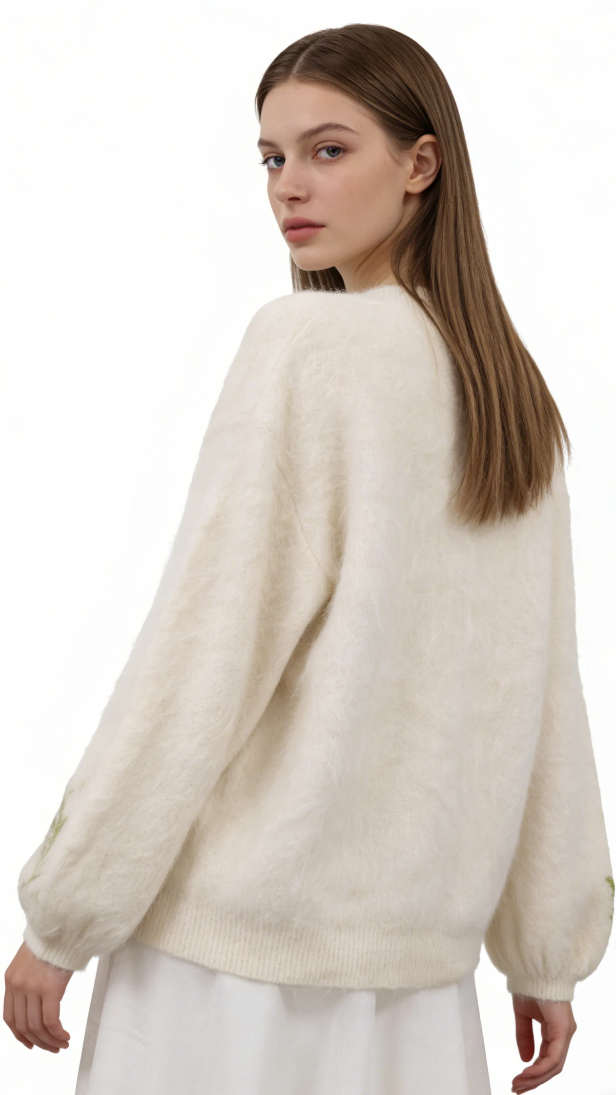 Floral Alpaca Fuzzy Oversized Sweater 3 Floral Alpaca Fuzzy Oversized Sweater - Image 3