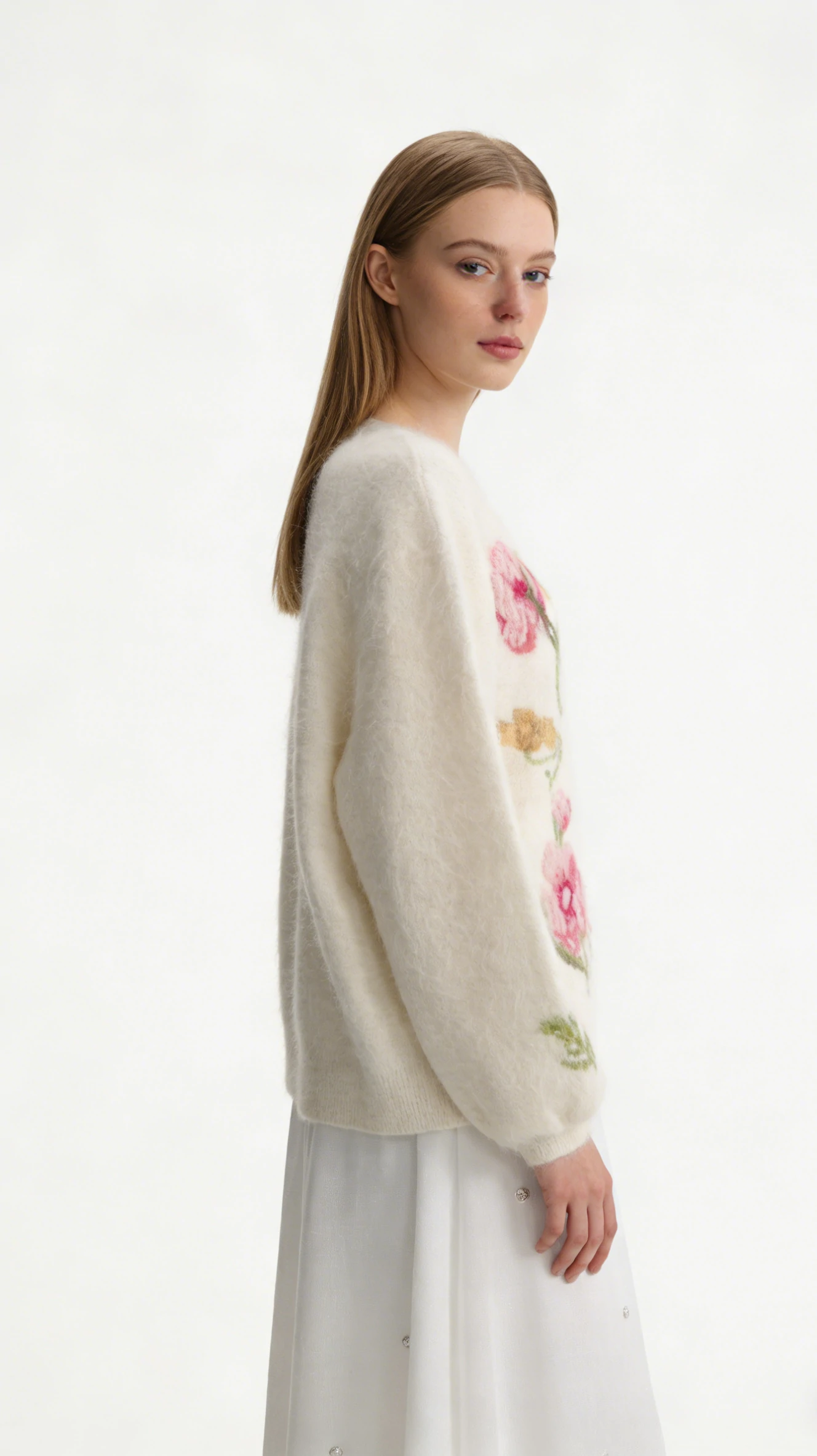 Floral Alpaca Fuzzy Oversized Sweater 2 Floral Alpaca Fuzzy Oversized Sweater - Image 2