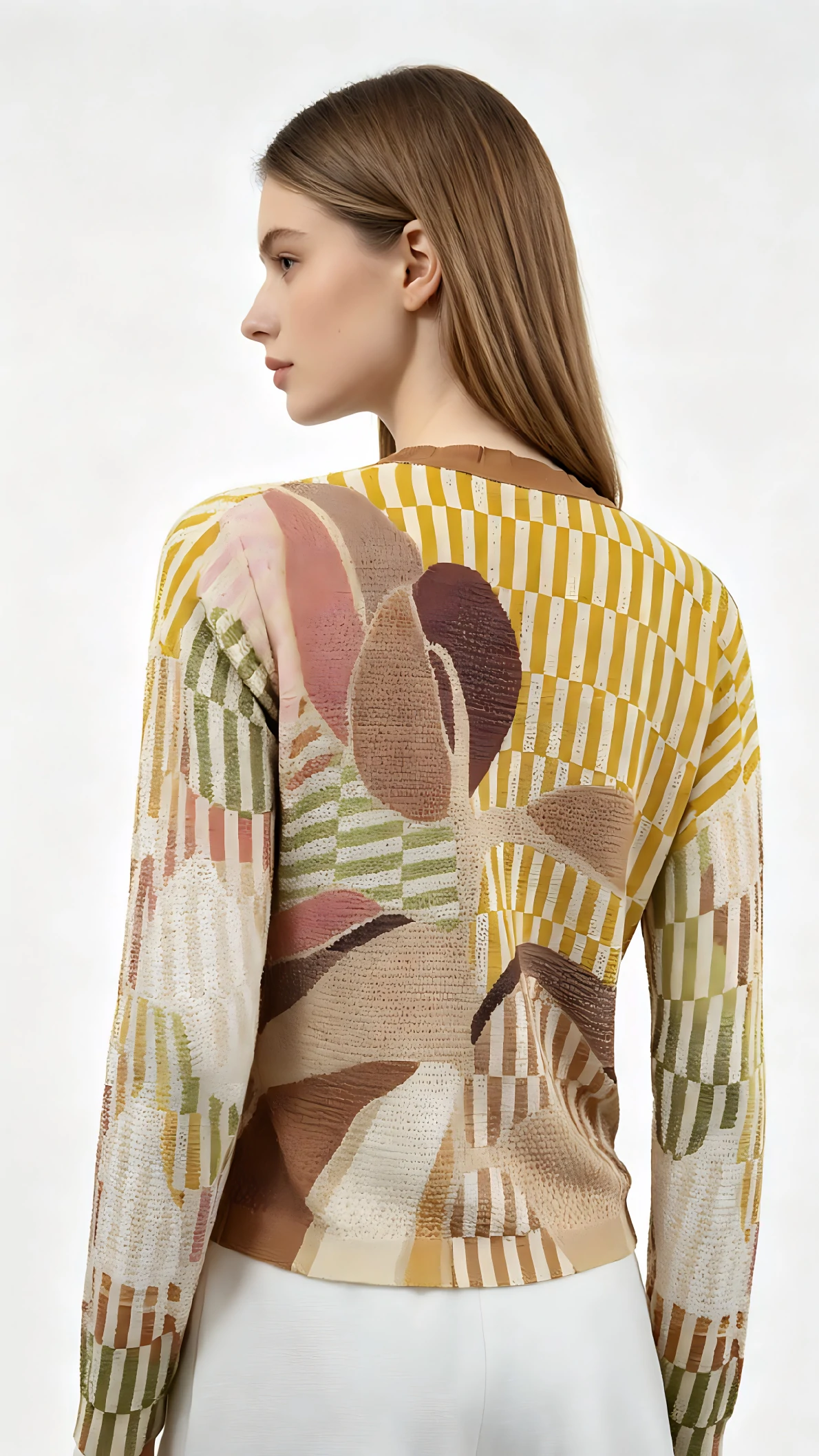 Frog Button Colorblock Print Knit Cardigan 3 Frog Button Colorblock Print Knit Cardigan - Image 3