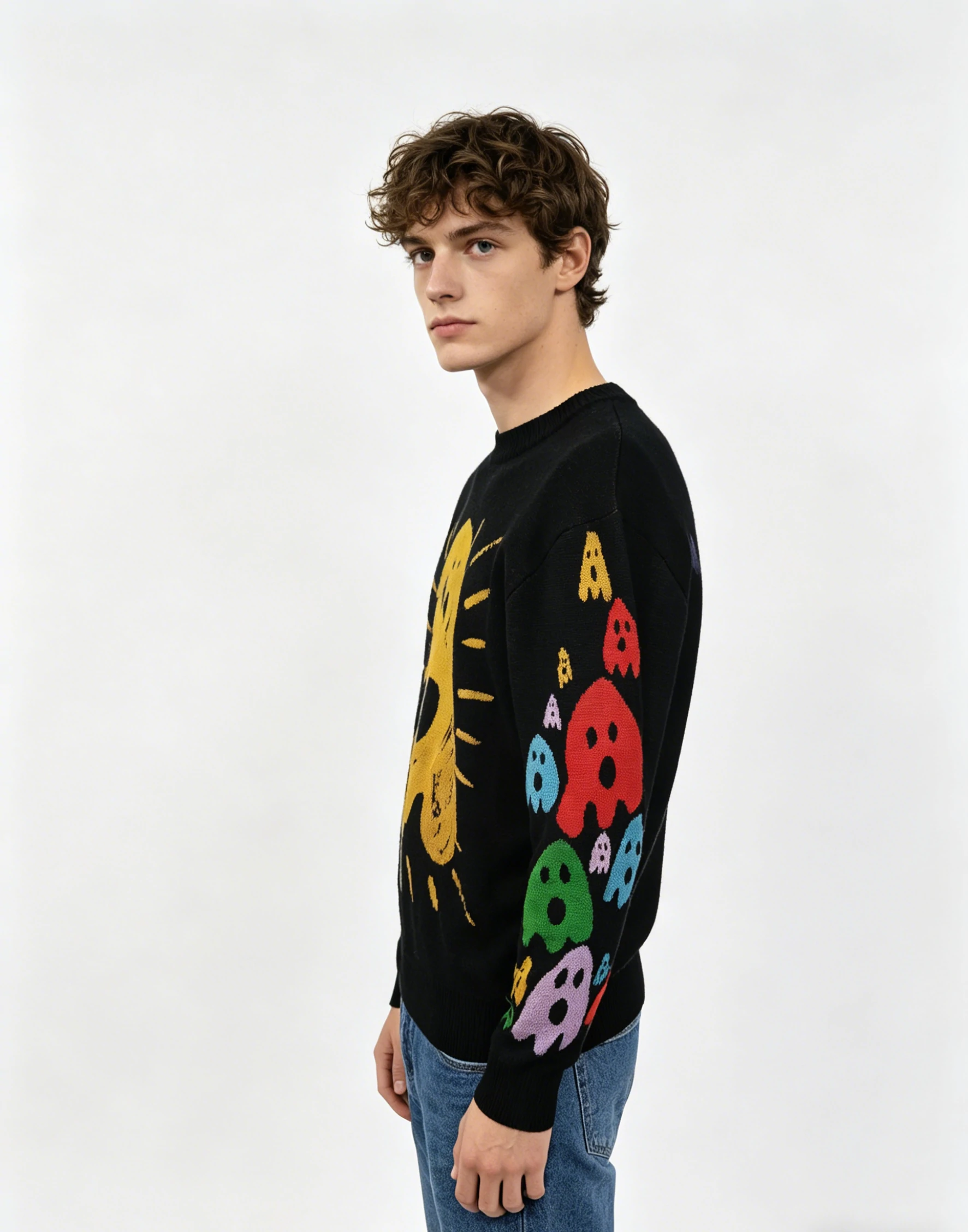 Graffiti Ghost Graphic Knit Sweater 3 Graffiti Ghost Graphic Knit Sweater - Image 3