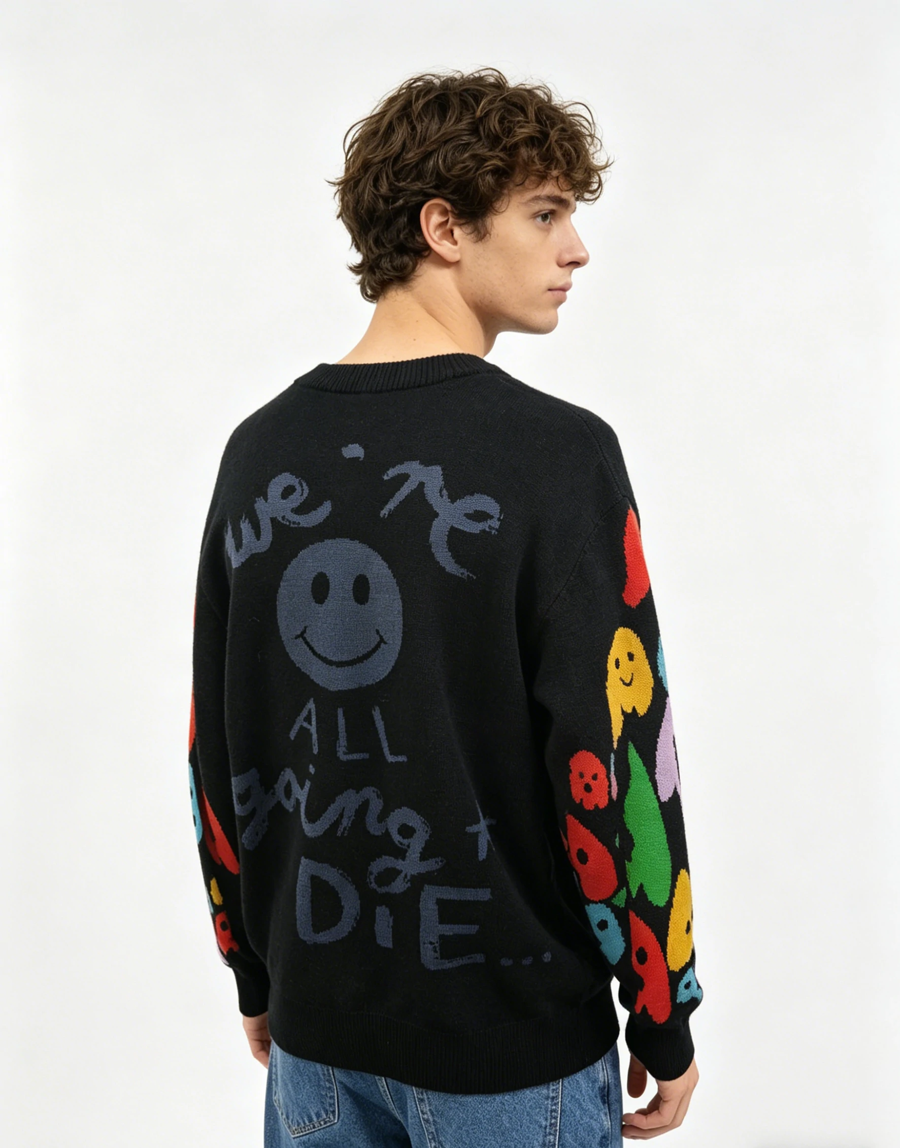 Graffiti Ghost Graphic Knit Sweater 2 Graffiti Ghost Graphic Knit Sweater - Image 2