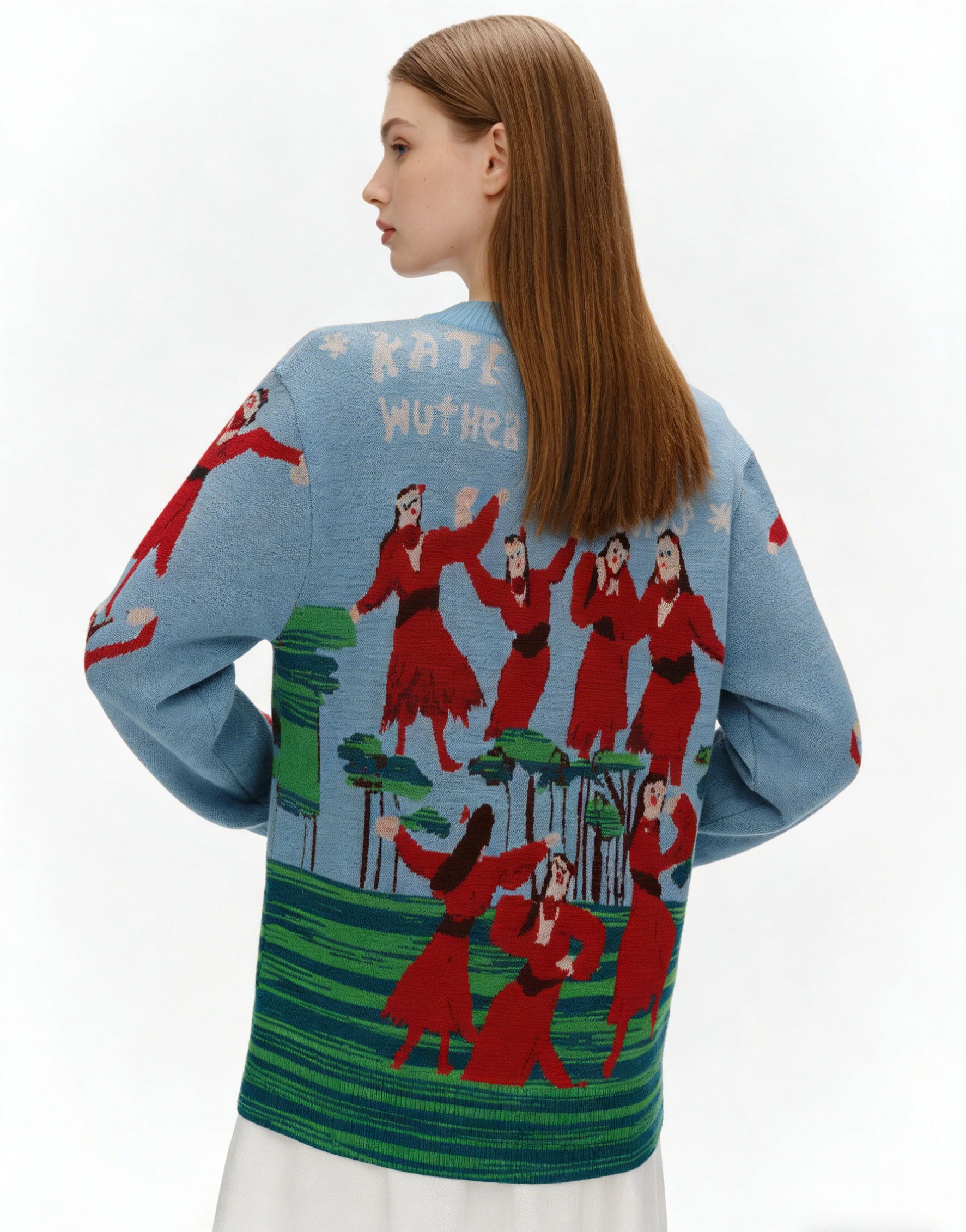 Graphic 100%Wool Crewneck Sweater 3 Graphic 100%Wool Crewneck Sweater - Image 3