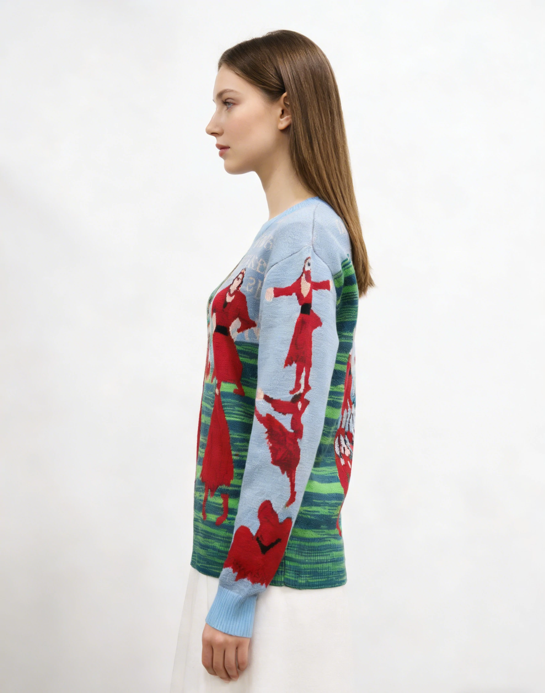 Graphic 100%Wool Crewneck Sweater 2 Graphic 100%Wool Crewneck Sweater - Image 2