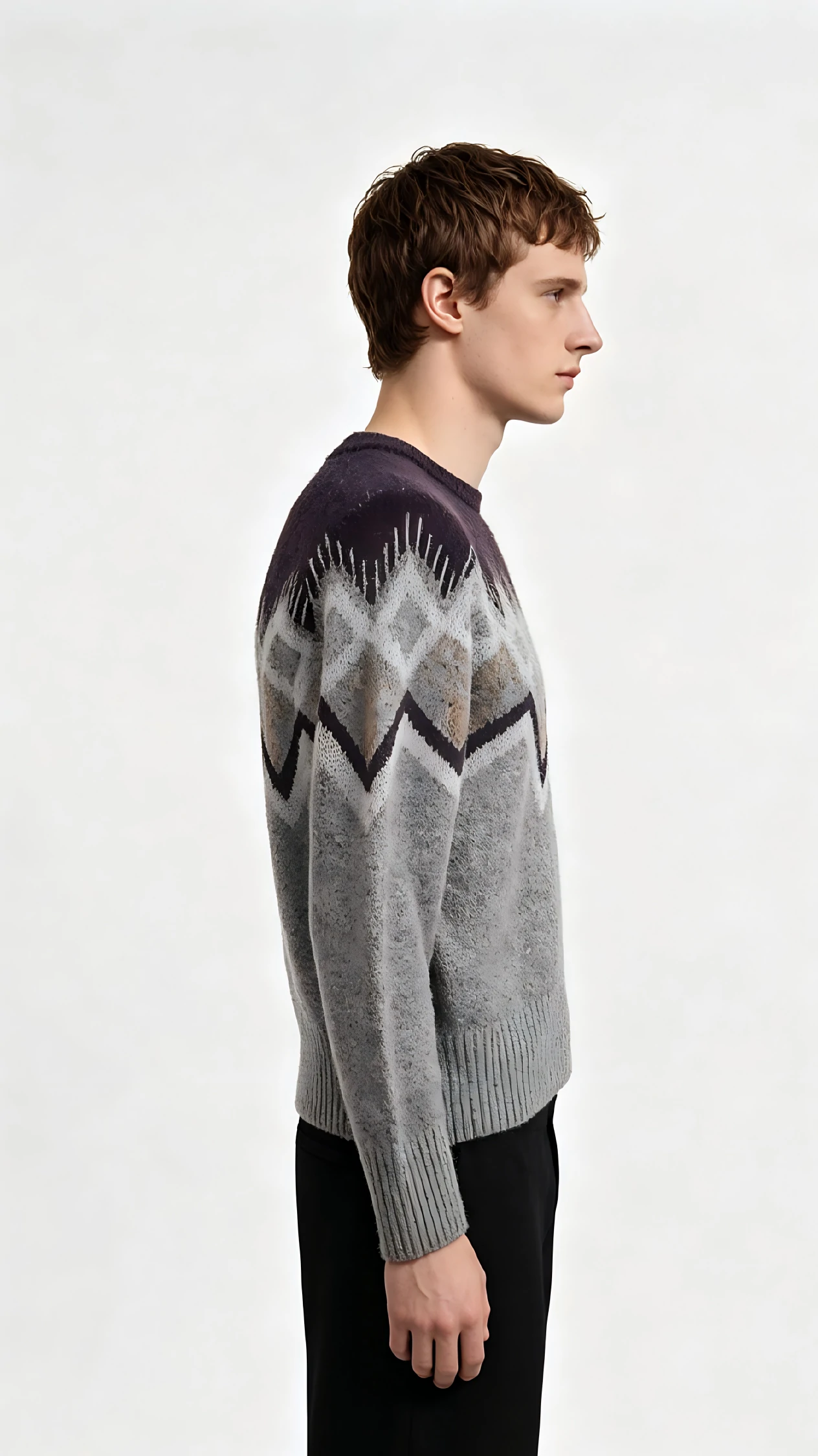 Grey Fair Isle Knit Sweater 2 Grey Fair Isle Knit Sweater - Image 2