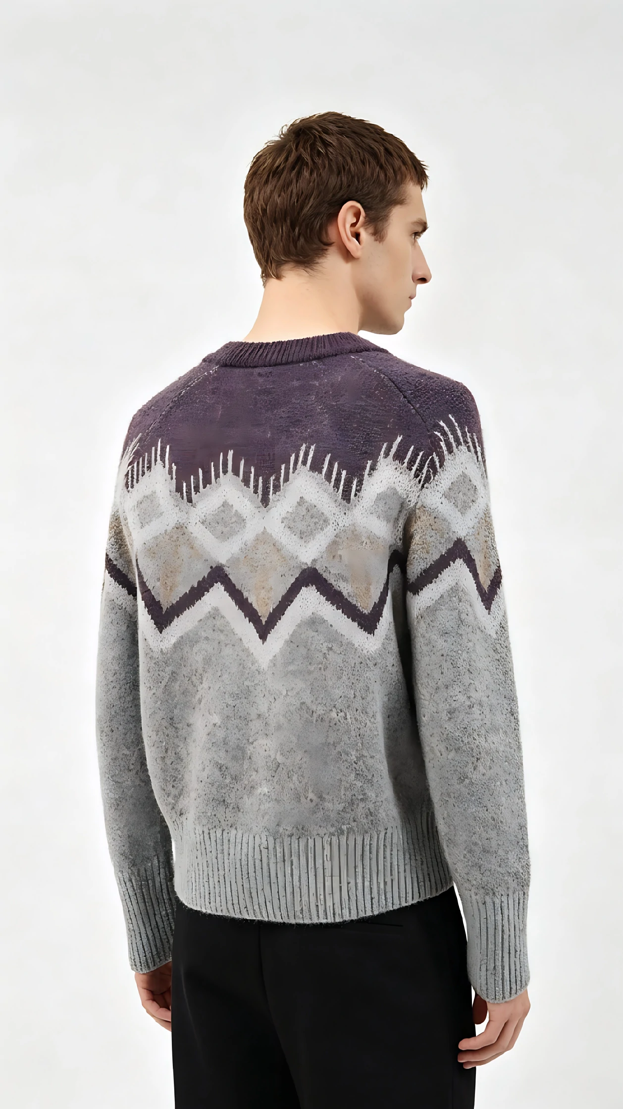 Grey Fair Isle Knit Sweater 3 Grey Fair Isle Knit Sweater - Image 3