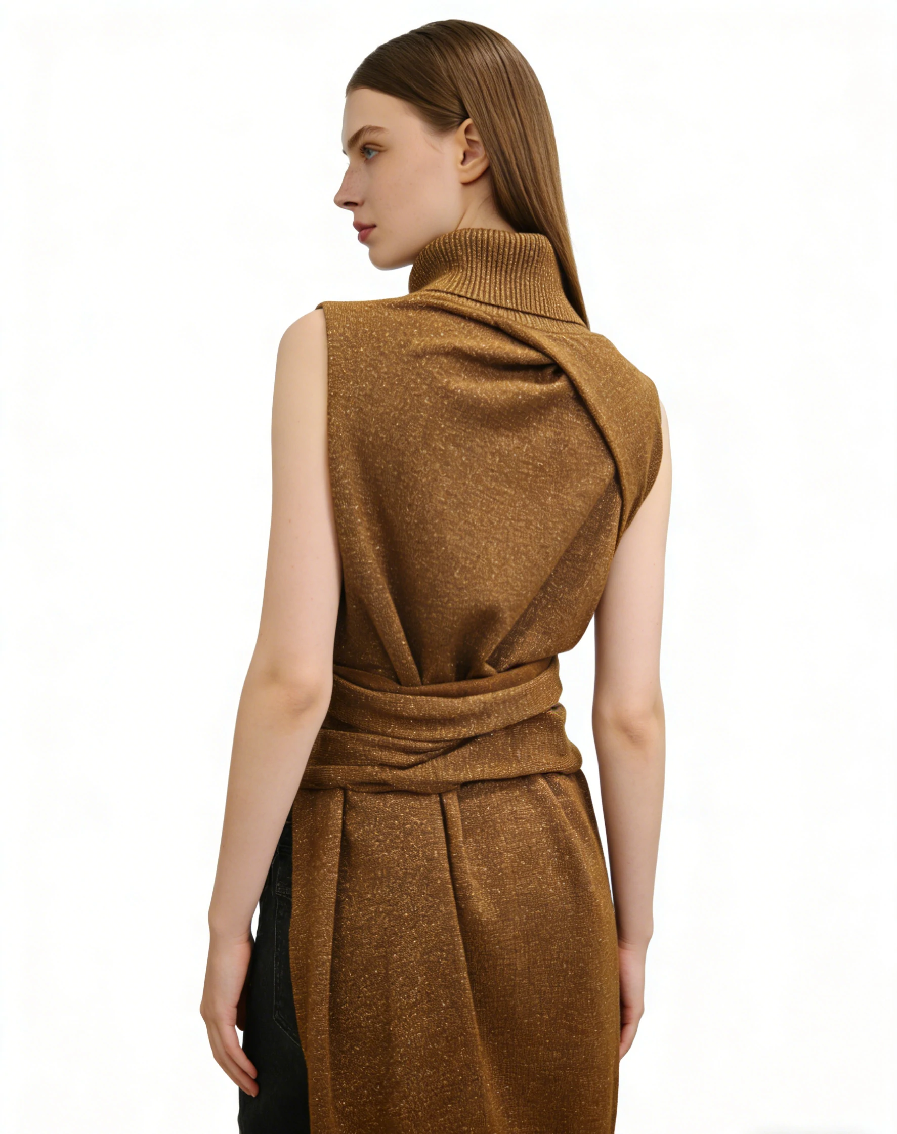 Lurex Knit Draped Turtleneck Top 2 Lurex Knit Draped Turtleneck Top - Image 2