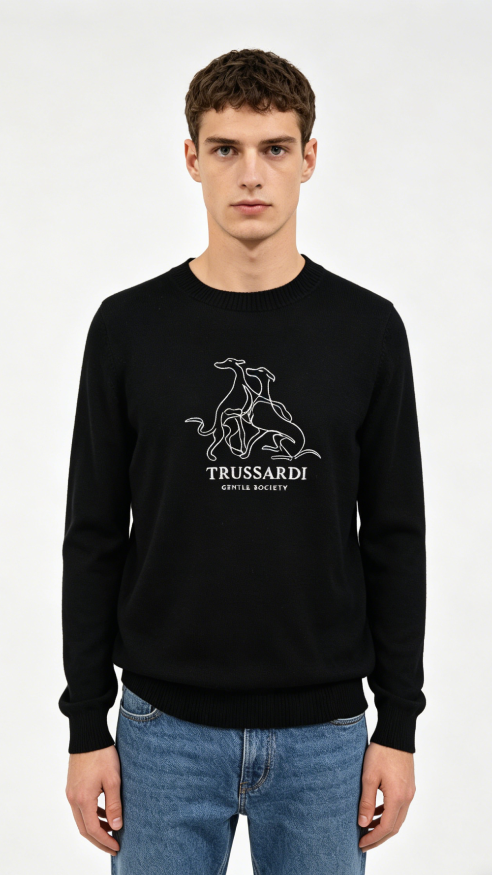 Greyhound Logo Embroidered Knit Sweater