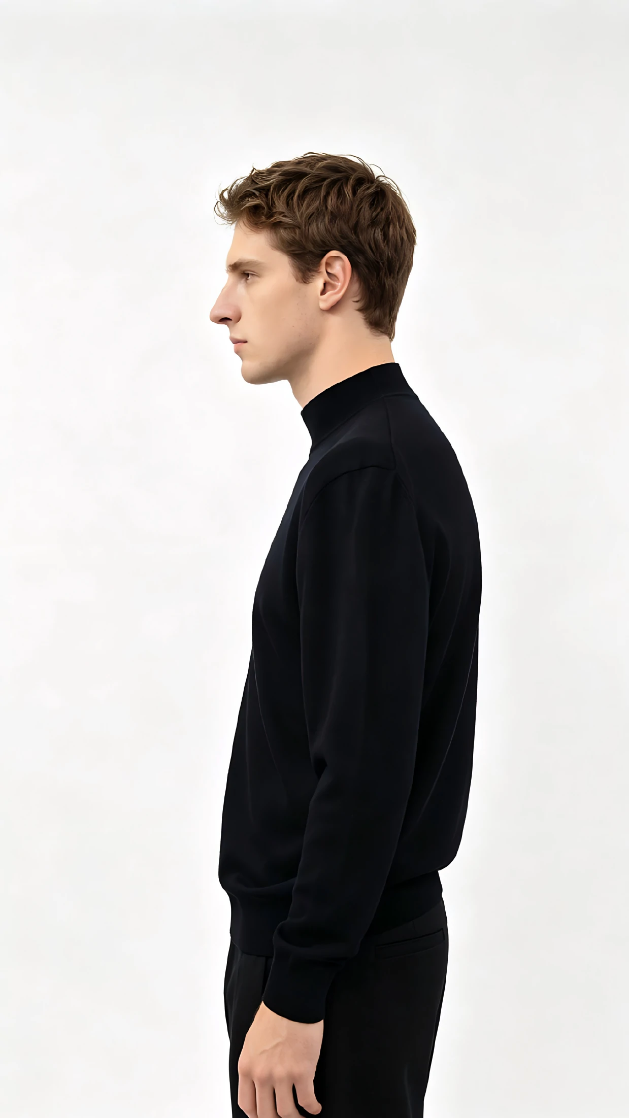 Man's Black Mock Neck Knit Sweater 2 Man's Black Mock Neck Knit Sweater - Image 2