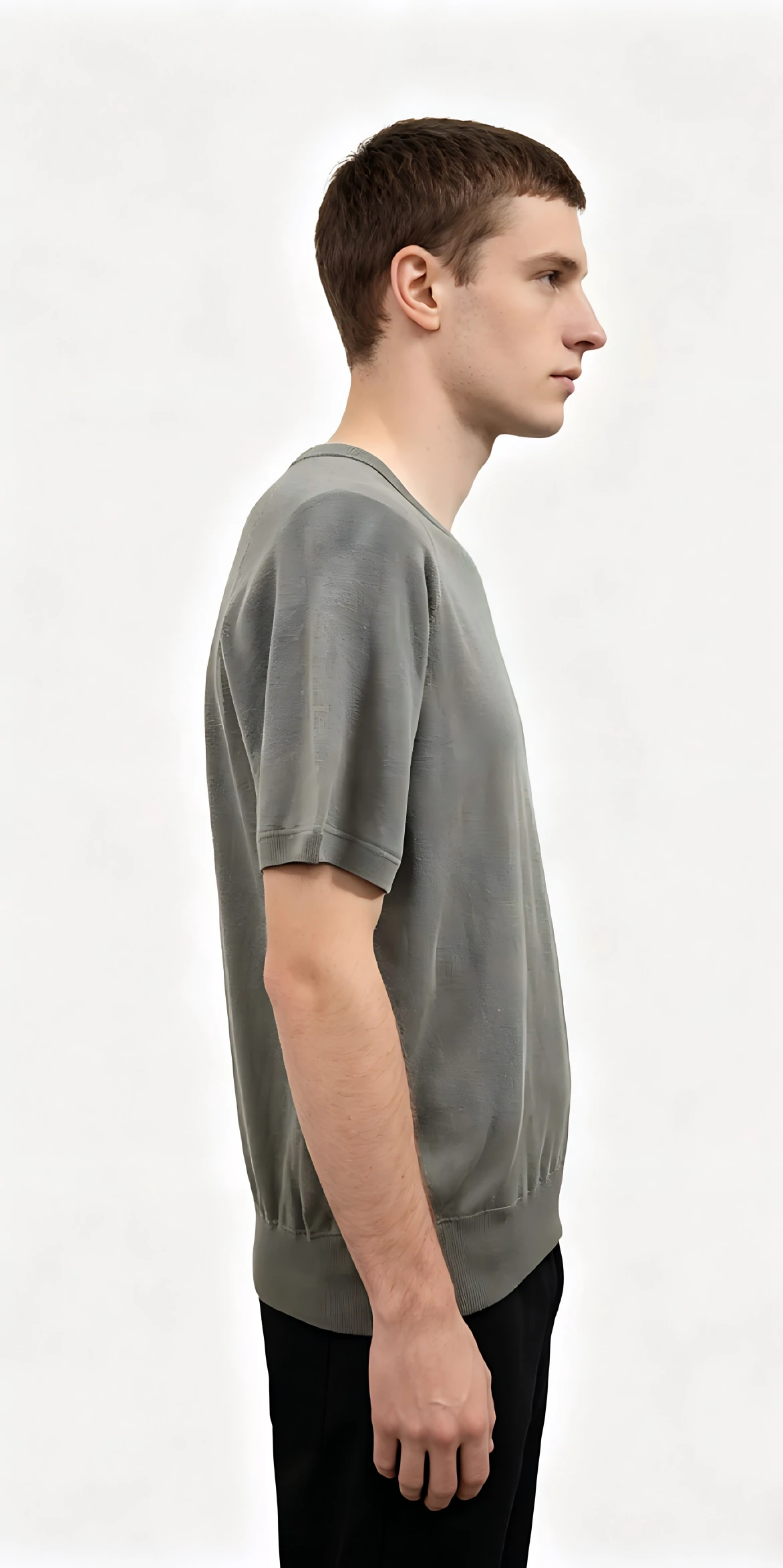 Olive Green Raglan Sleeve Relaxed Knit T-Shirt 3 Olive Green Raglan Sleeve Relaxed Knit T-Shirt - Image 3