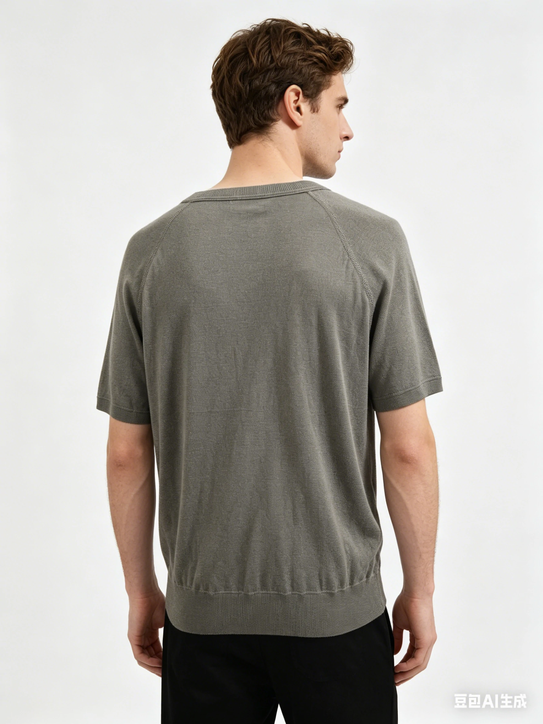 Olive Green Raglan Sleeve Relaxed Knit T-Shirt 2 Olive Green Raglan Sleeve Relaxed Knit T-Shirt - Image 2