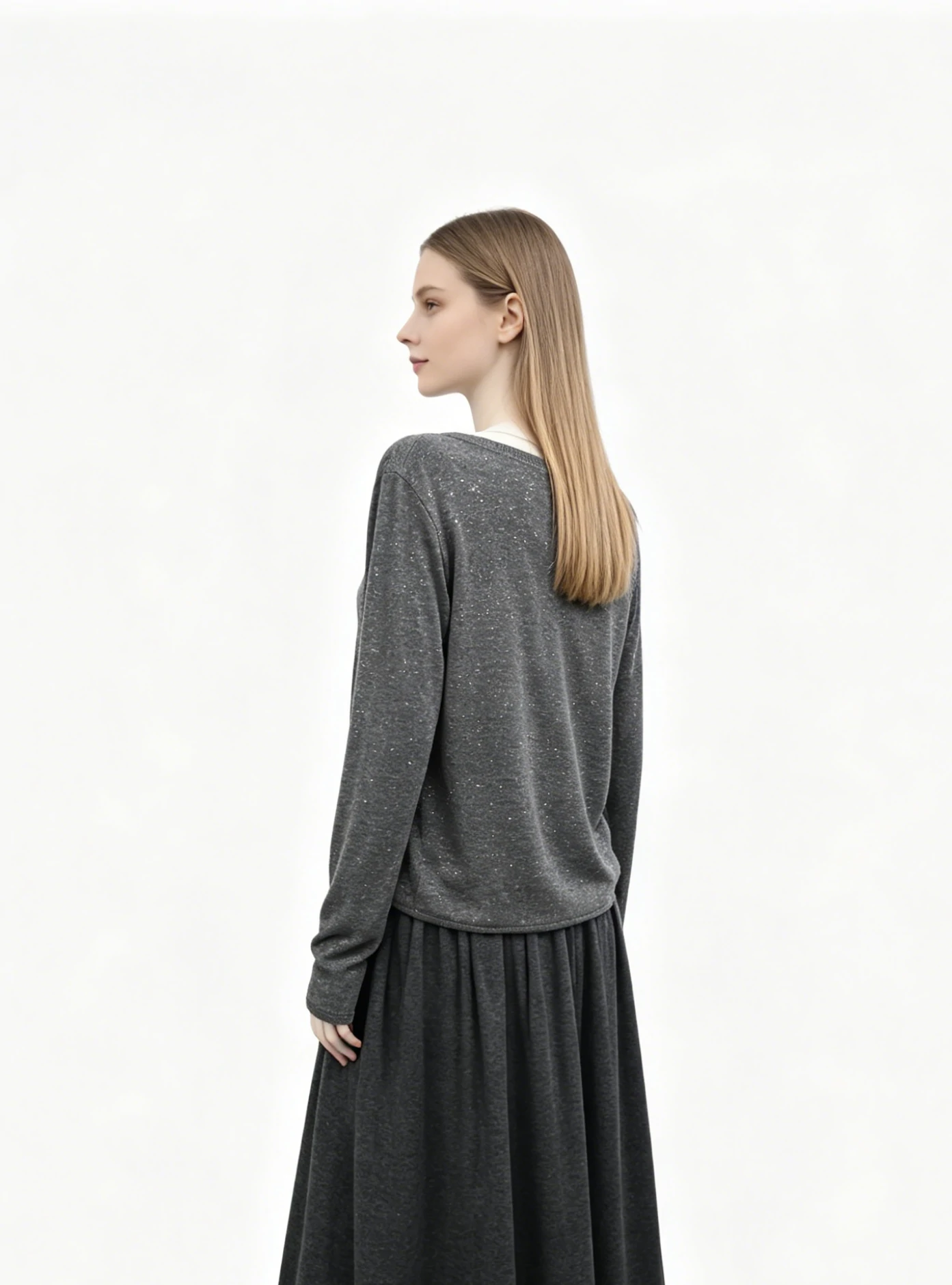 Sequin-Embellished Wool V-Neck Two-Piece Set 3 Sequin-Embellished Wool V-Neck Two-Piece Set - Image 3