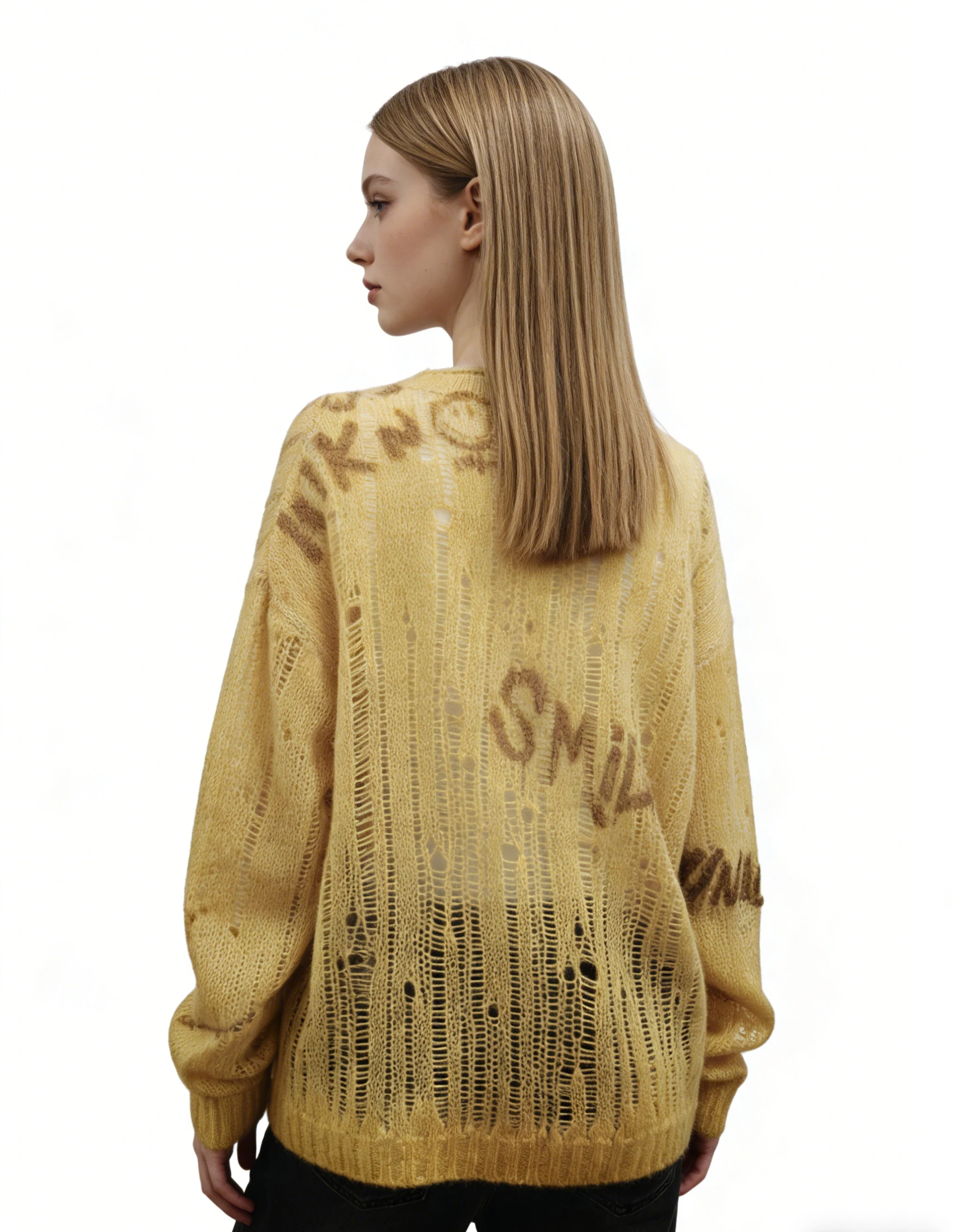 Smiley Sheer Mohair Blend Oversized Sweater 3 Smiley Sheer Mohair Blend Oversized Sweater - Image 3