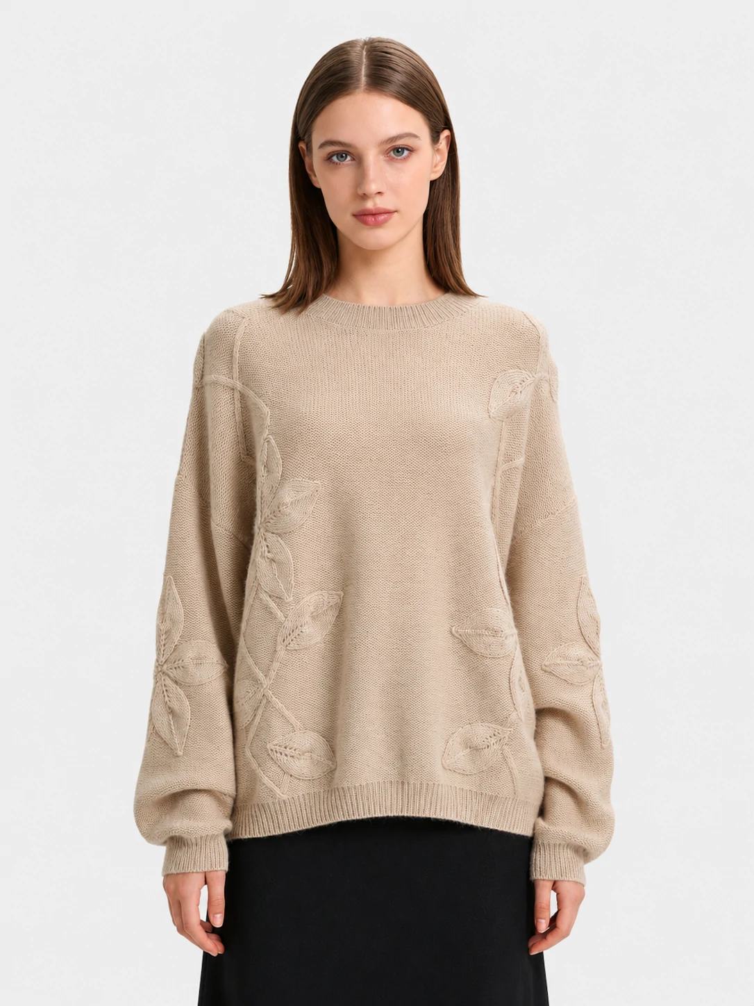 Embossed Leaf 100% Cashmere Sweater 1 Embossed Leaf 100% Cashmere Sweater