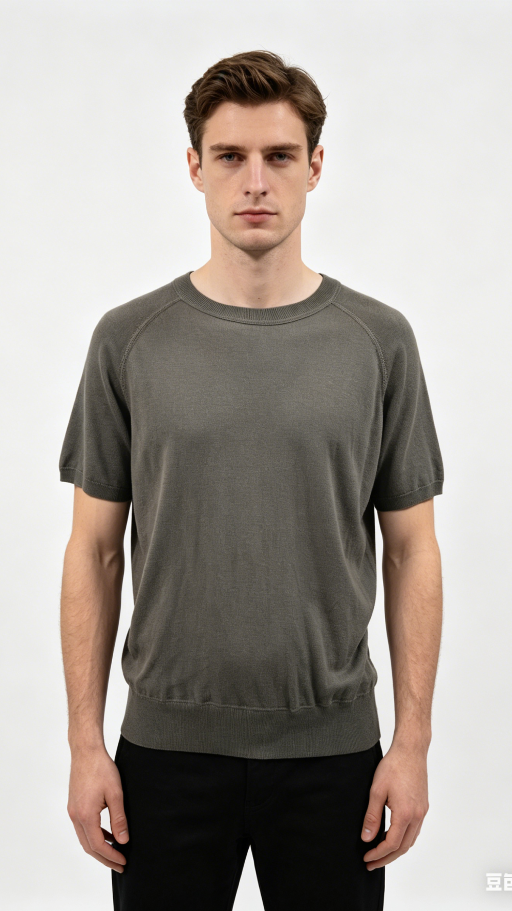 Olive Green Raglan Sleeve Relaxed Knit T-Shirt
