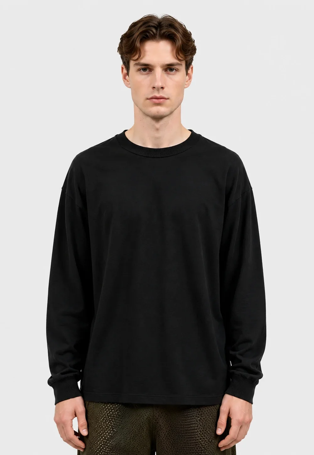 Black Crew Neck Relaxed Knit Sweater