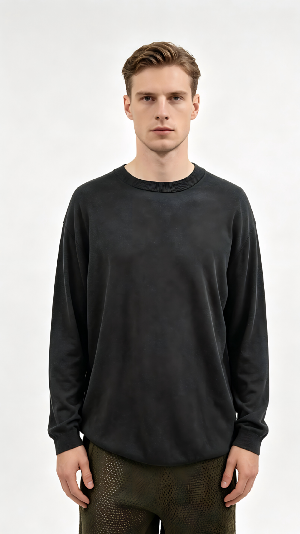 Black Crew Neck Relaxed Knit Sweater