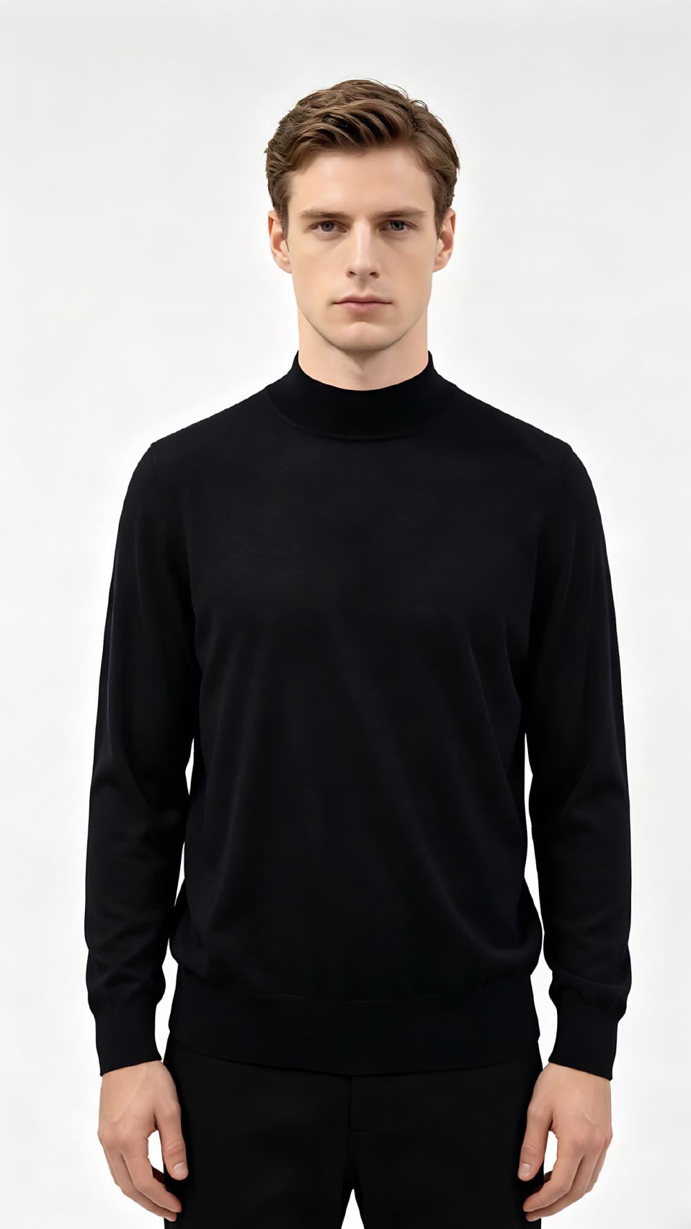 Black Mock Neck Knit Sweater
