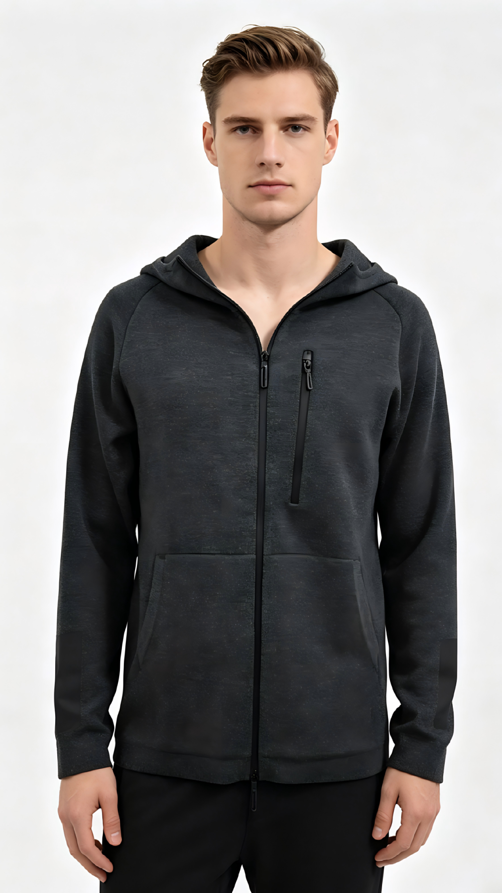 Dark Grey Full-Zip Hooded Sweatshirt