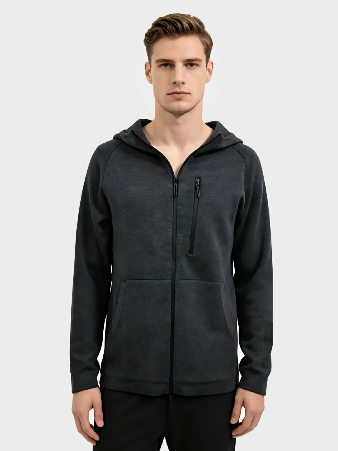 Dark Grey Full-Zip Hooded Sweatshirt 1 Dark Grey Full-Zip Hooded Sweatshirt