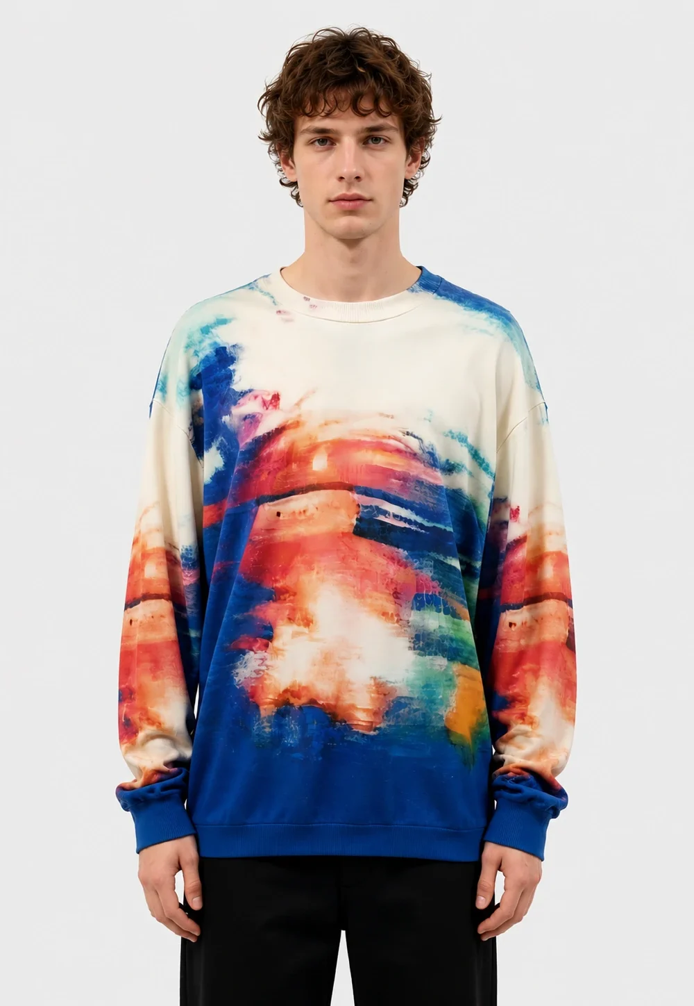 Gradient Tie-Dye Print Crewneck Sweatshirt