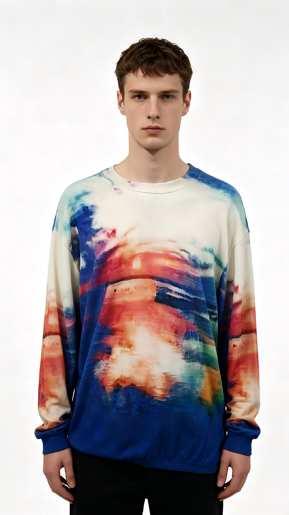 Gradient Tie-Dye Print Crewneck Sweatshirt
