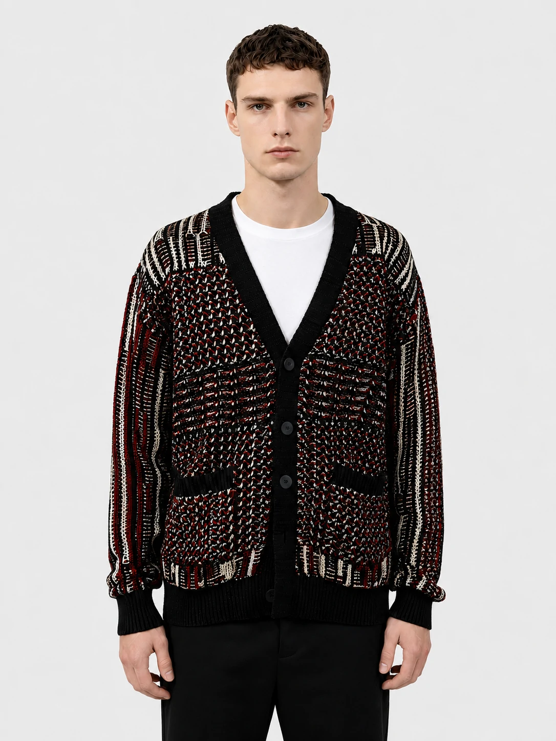 Multi-Textured Button Cardigan 1 Multi-Textured Button Cardigan