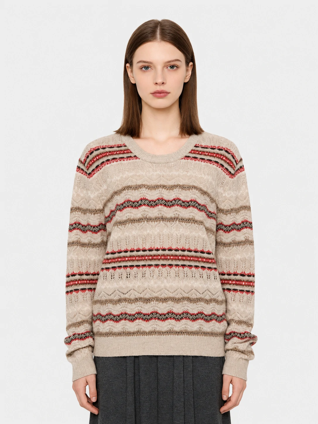 Fair Isle 100% Wool Crewneck Sweater 1 Fair Isle 100% Wool Crewneck Sweater