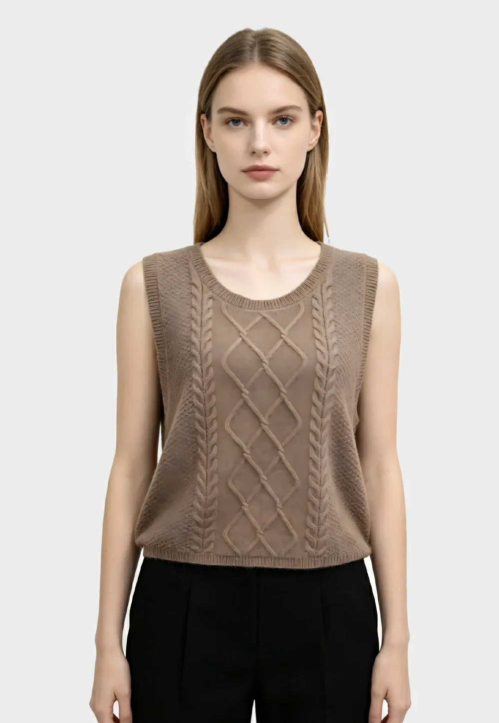 Luxury 100%Cashmere Cable Knit Vest