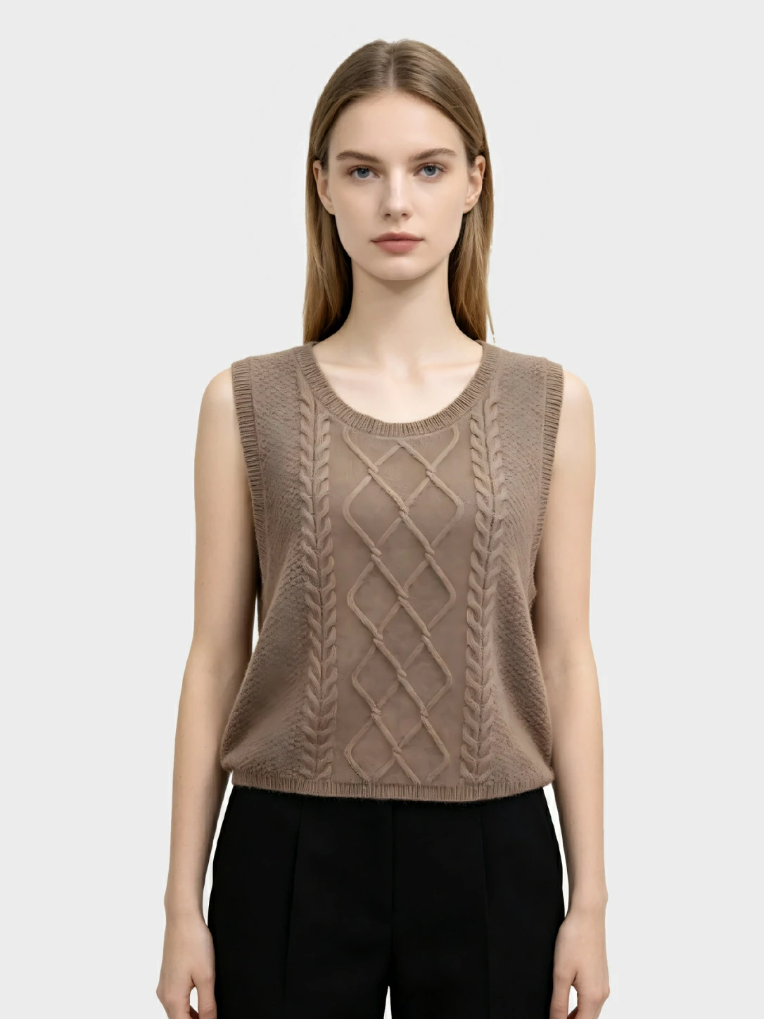 Luxury 100%Cashmere Cable Knit Vest 1 Luxury 100%Cashmere Cable Knit Vest