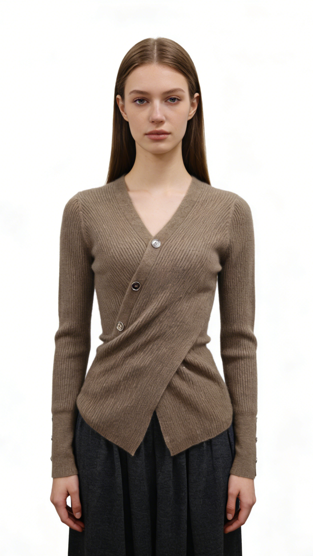 100% Cashmere Wrap V-Neck Sweater
